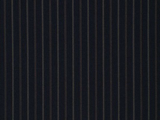 Navy Blue, Rust, and Beige Striped Wool Worsted