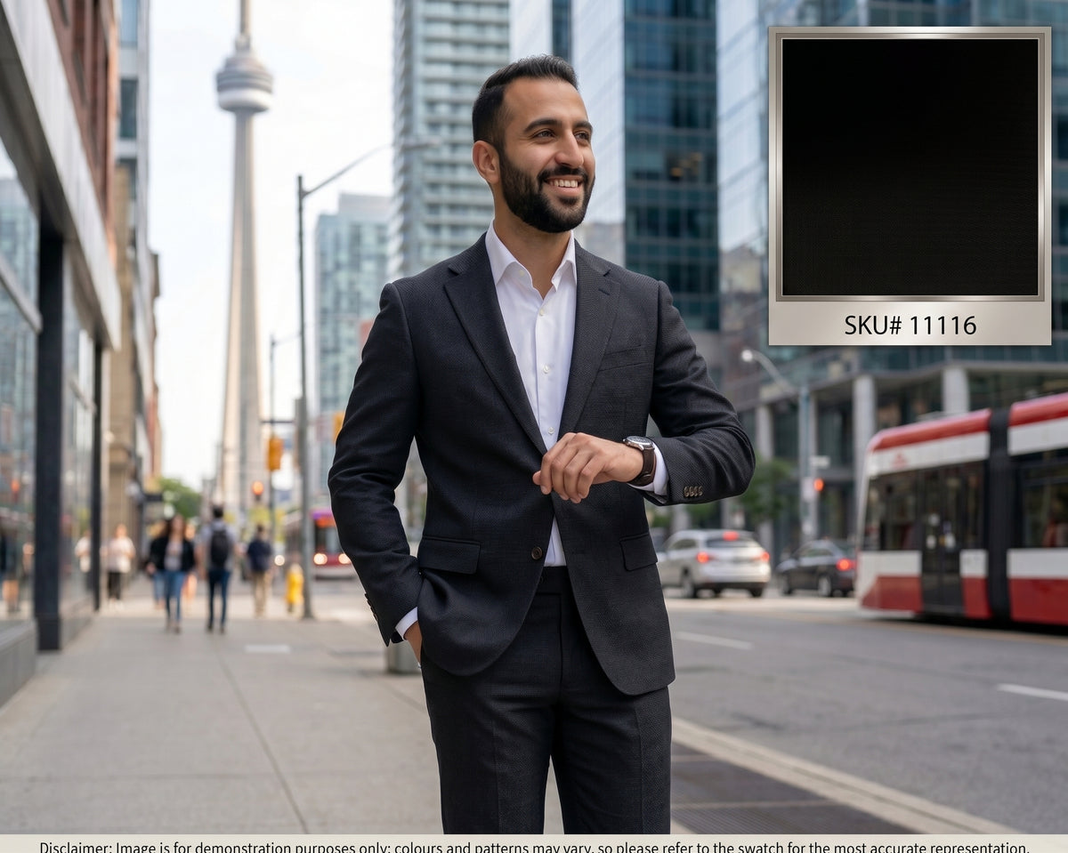 Black Plain Wool Suiting