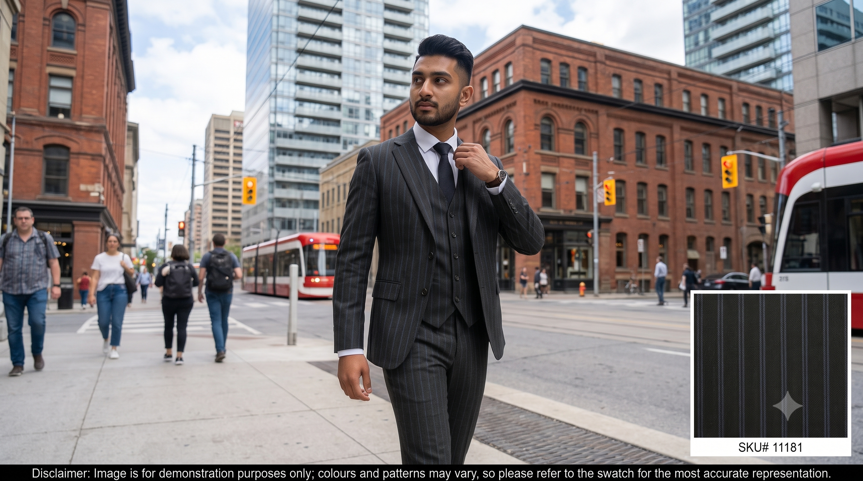 Multicolour Stripe Worsted Wool Suiting