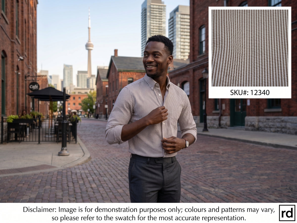 Beige Stripe Cotton Shirting