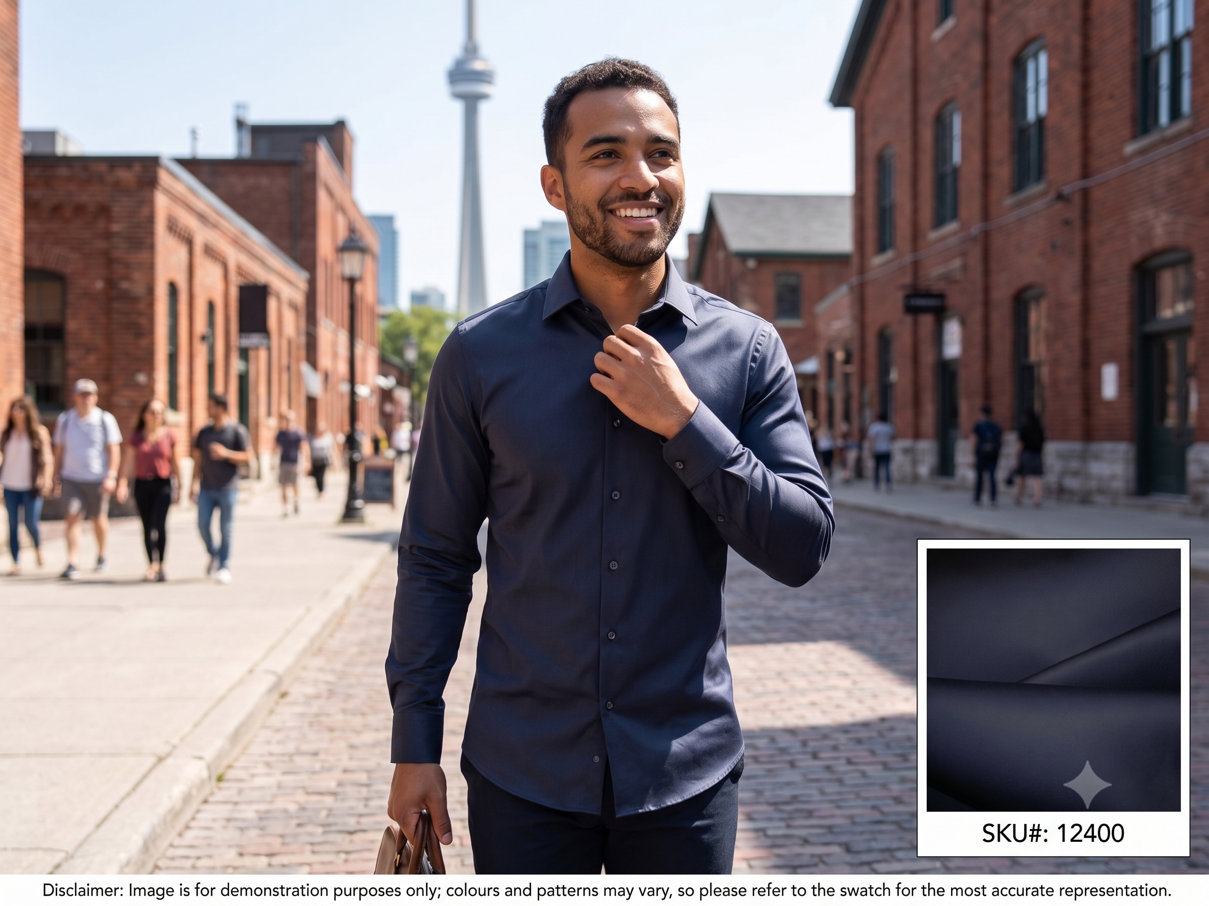 Man with Black Plain Cotton Shirting