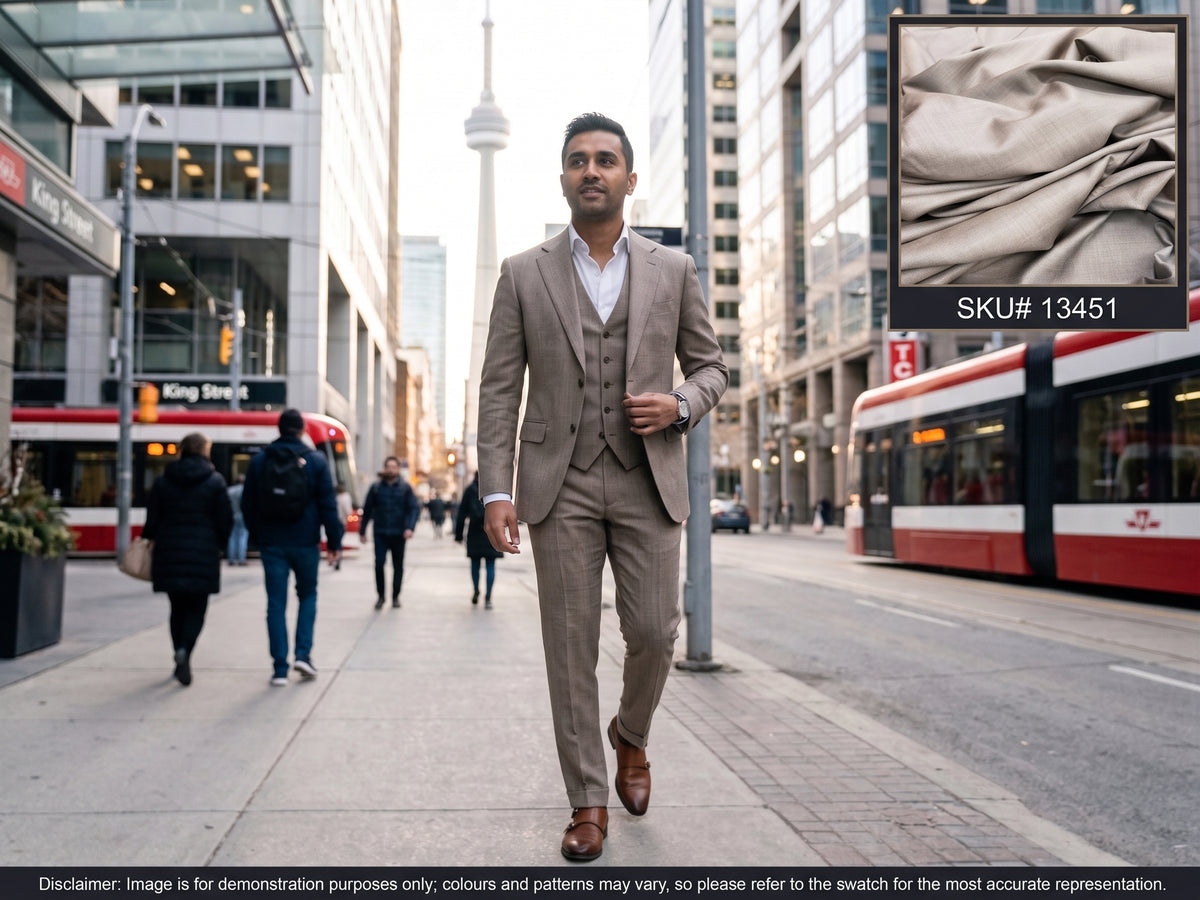 Grey Plain Worsted Wool Suiting