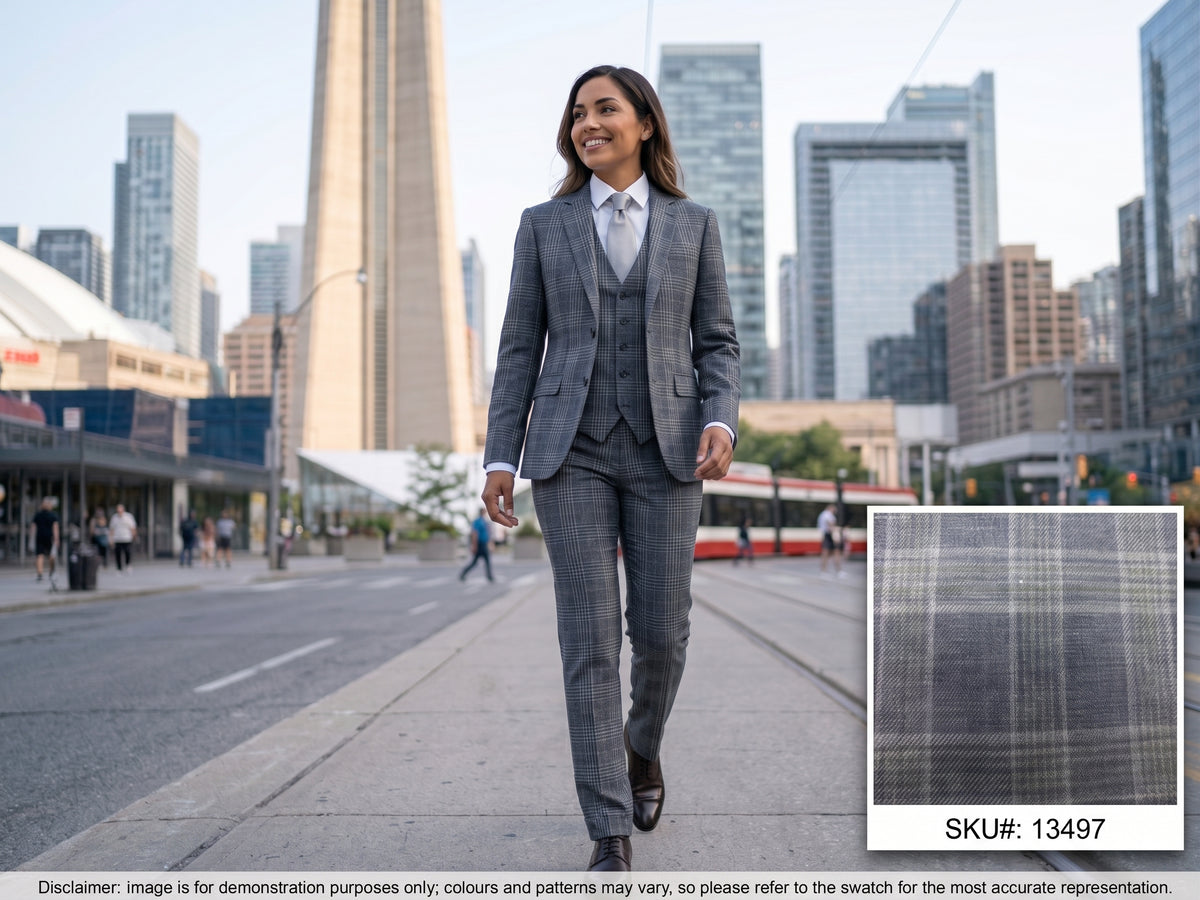 Multicolour Check Linen Wool Suiting