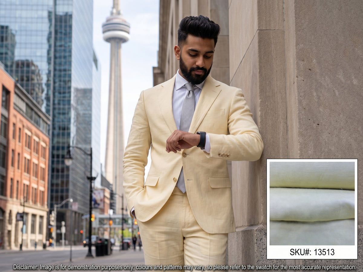 Dark Beige Plain Silk Linen Suiting