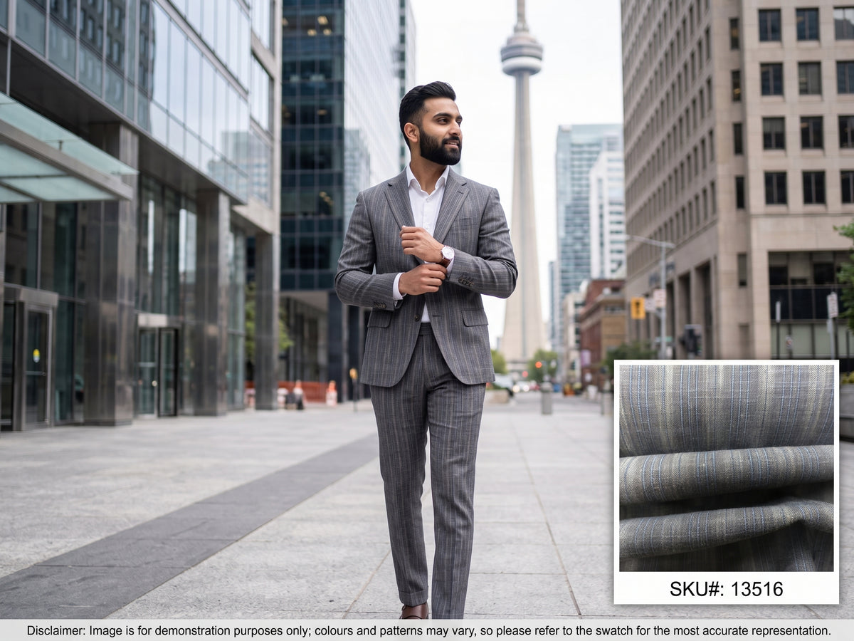 Multicolour Stripe Linen Cotton Suiting