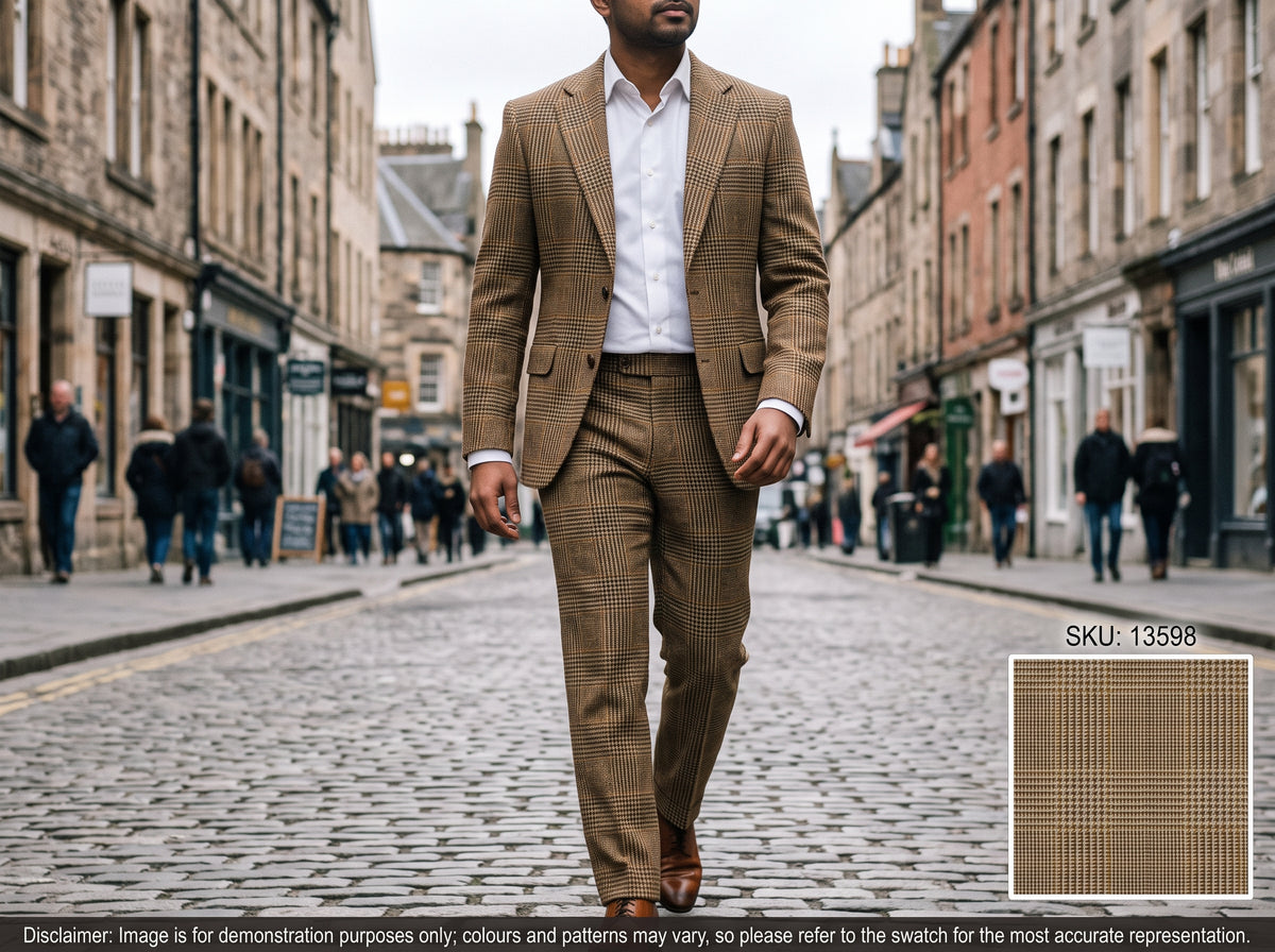 Multicolour Check Silk Linen Suiting