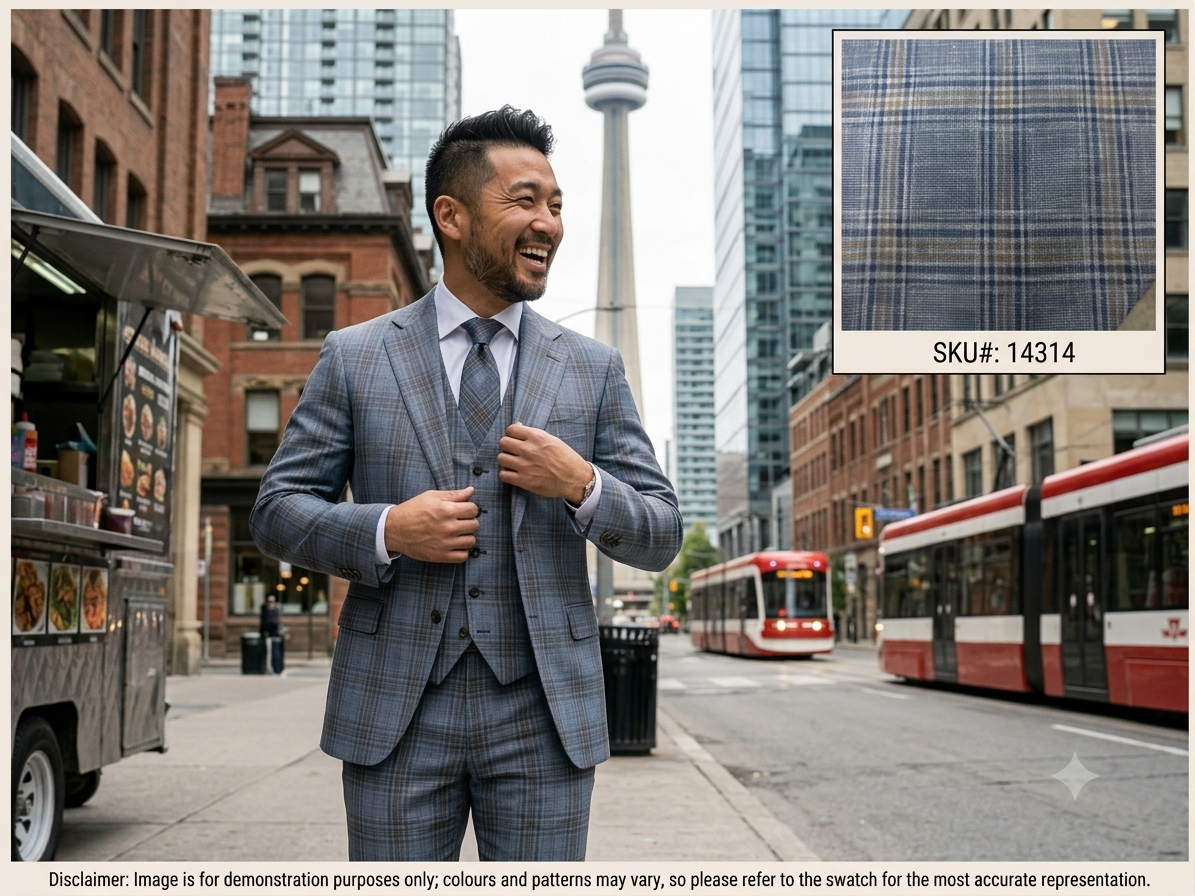 Man with Multicolour Check Wool Silk Linen Blazer Suiting