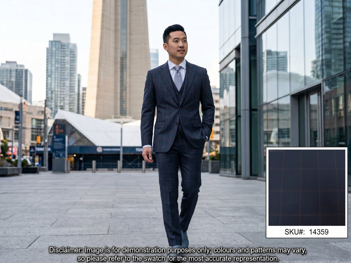 Multi-coloured Check Wool Suiting Fabric