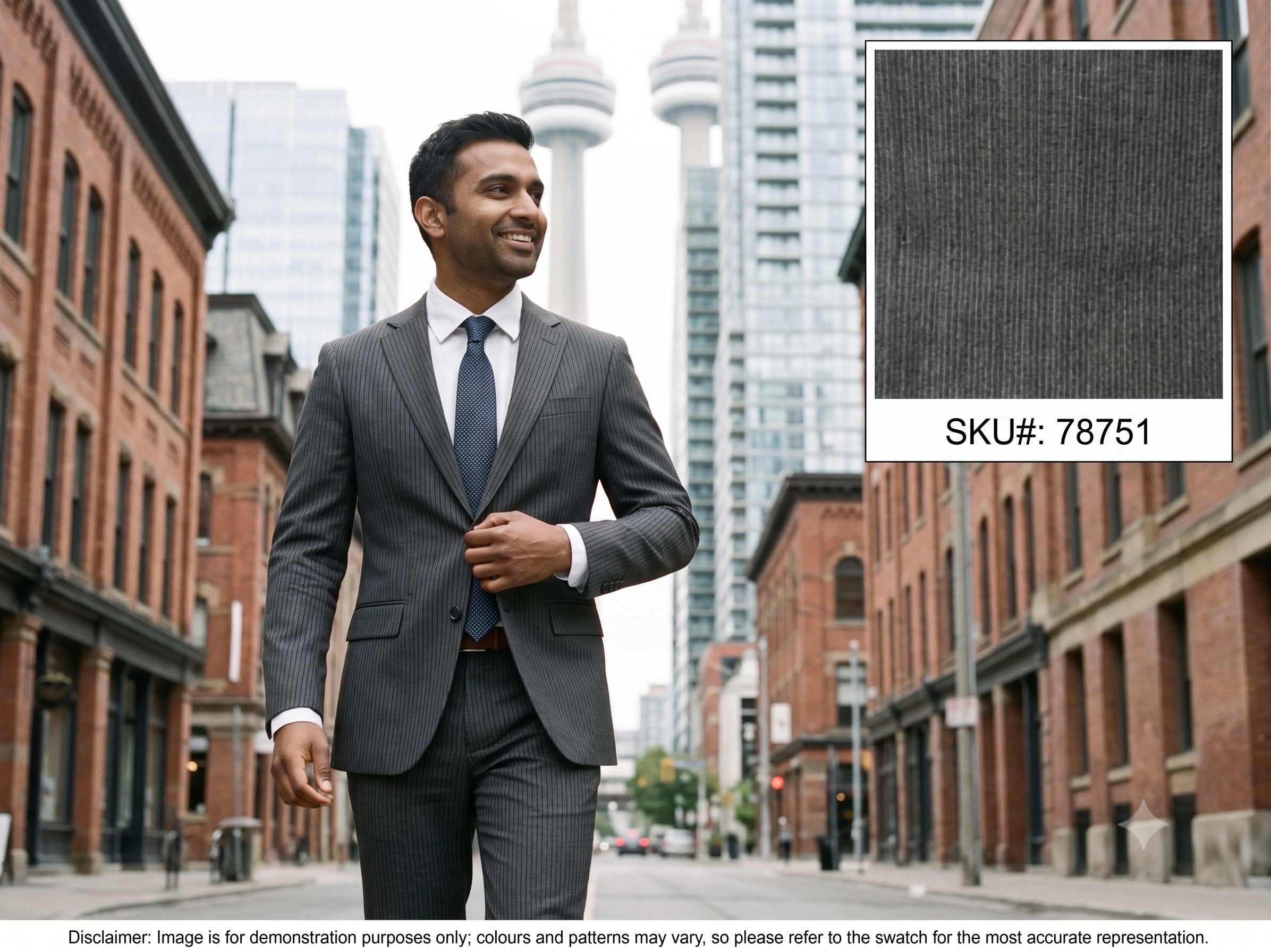 Blue & Grey Stripe Bedford Worsted Wool Suiting