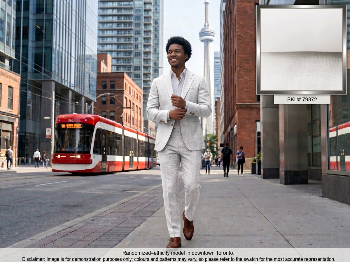 Oxford White Plain Linen Suiting