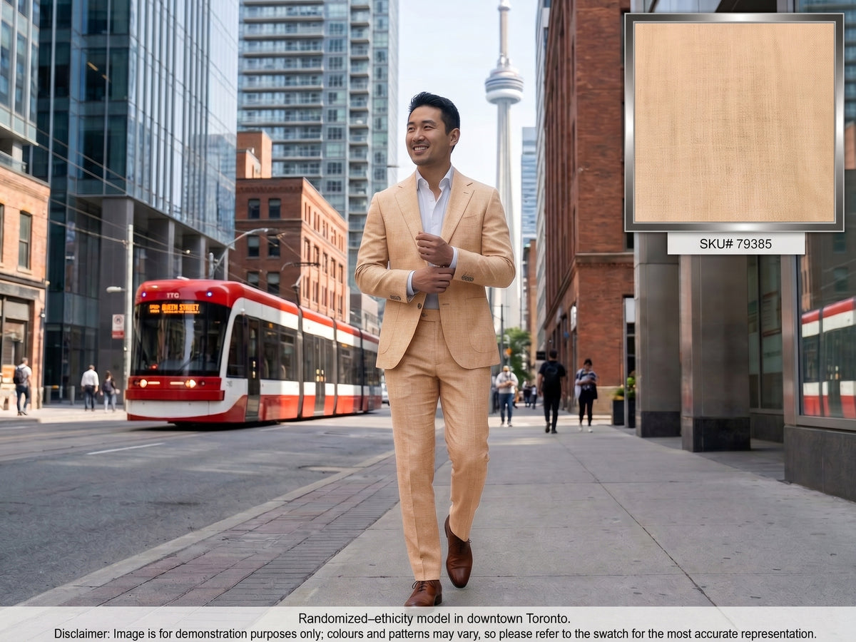 Peach Orange Plain Linen Suiting