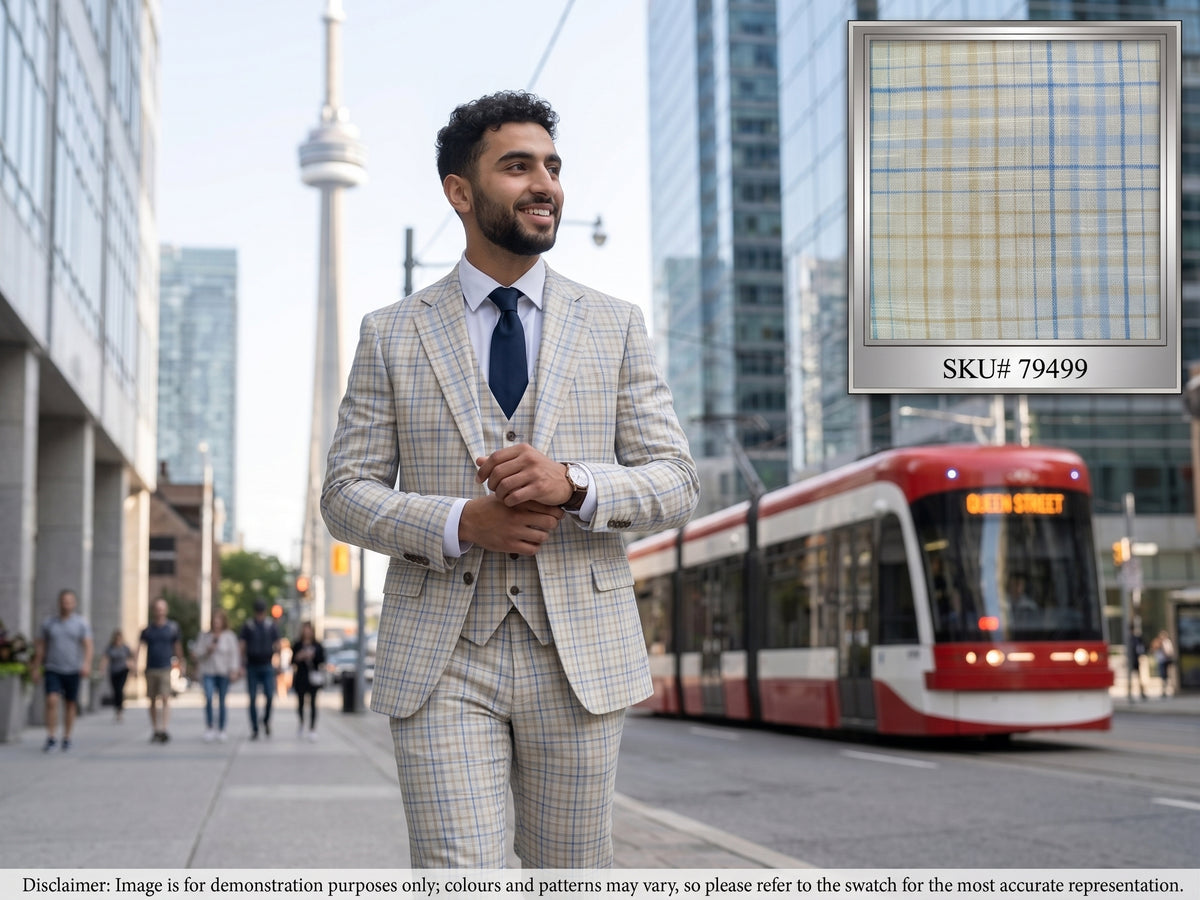 Multicolour Check Cotton Linen Suiting