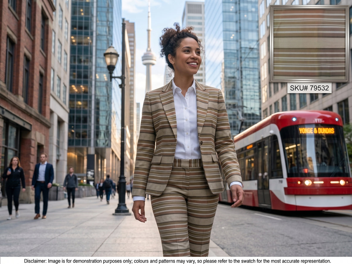 Brown Cream Stripe Cotton Suiting