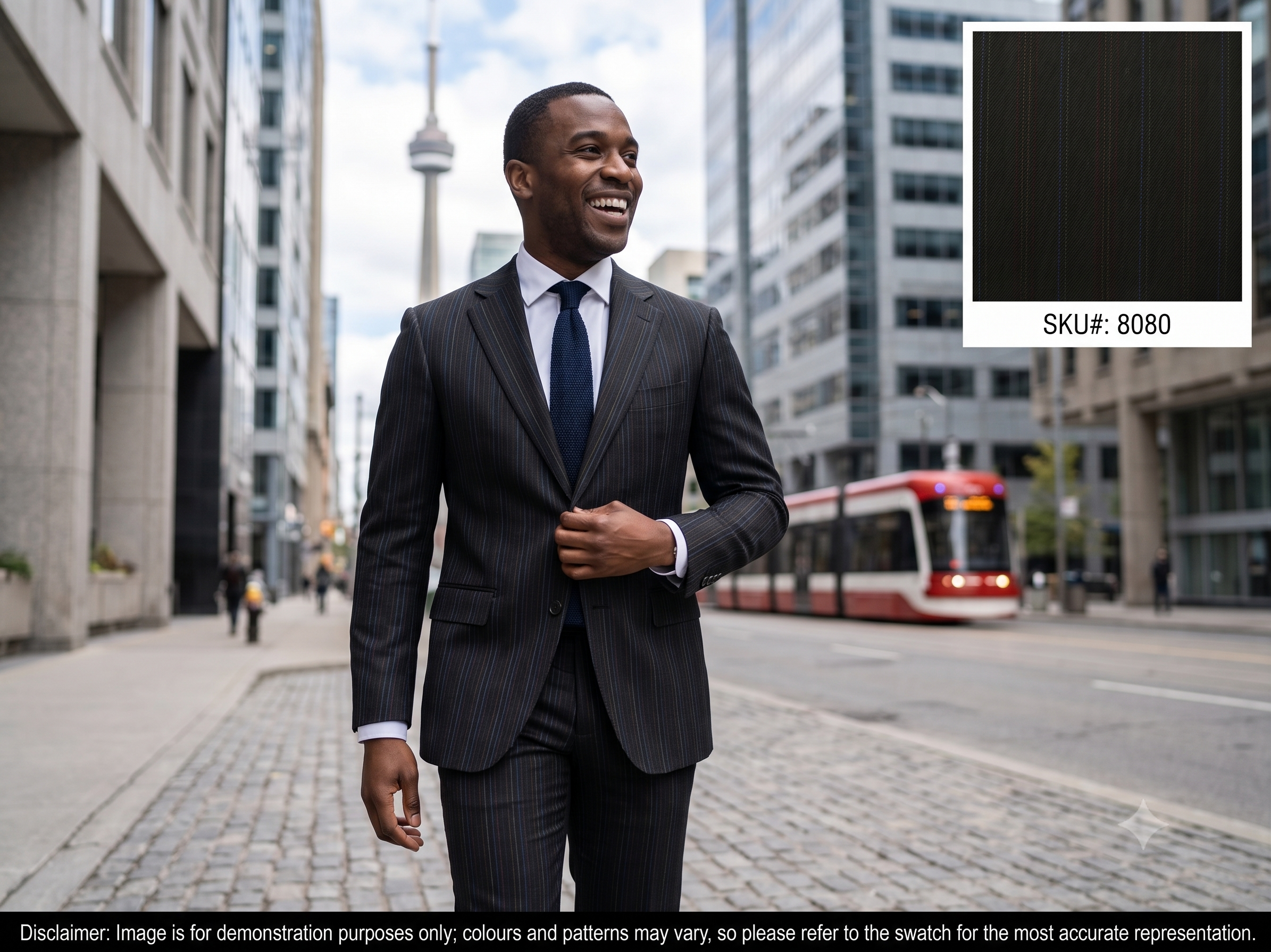 Man with Multicolour Stripe Worsted Wool Suiting