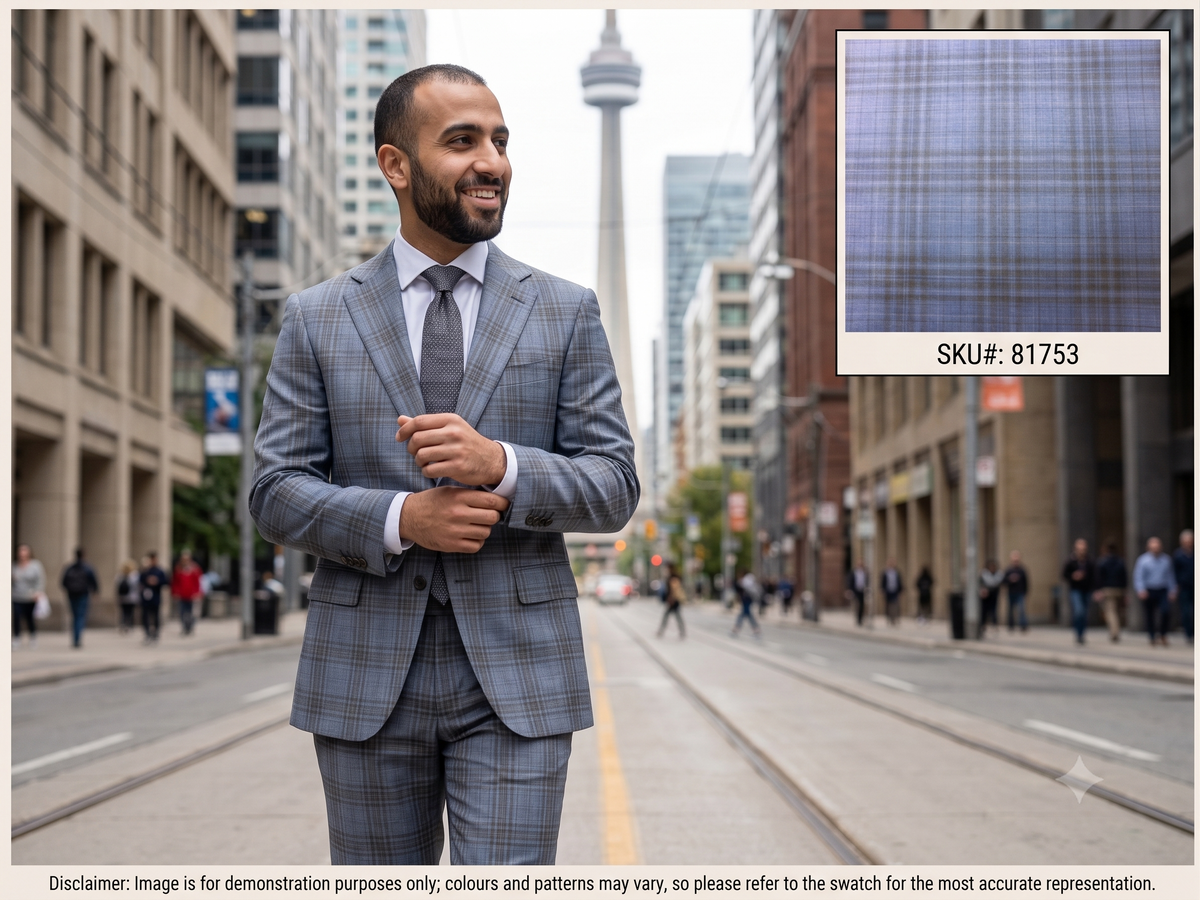 Man with Multicolour Check Worsted Wool Suiting