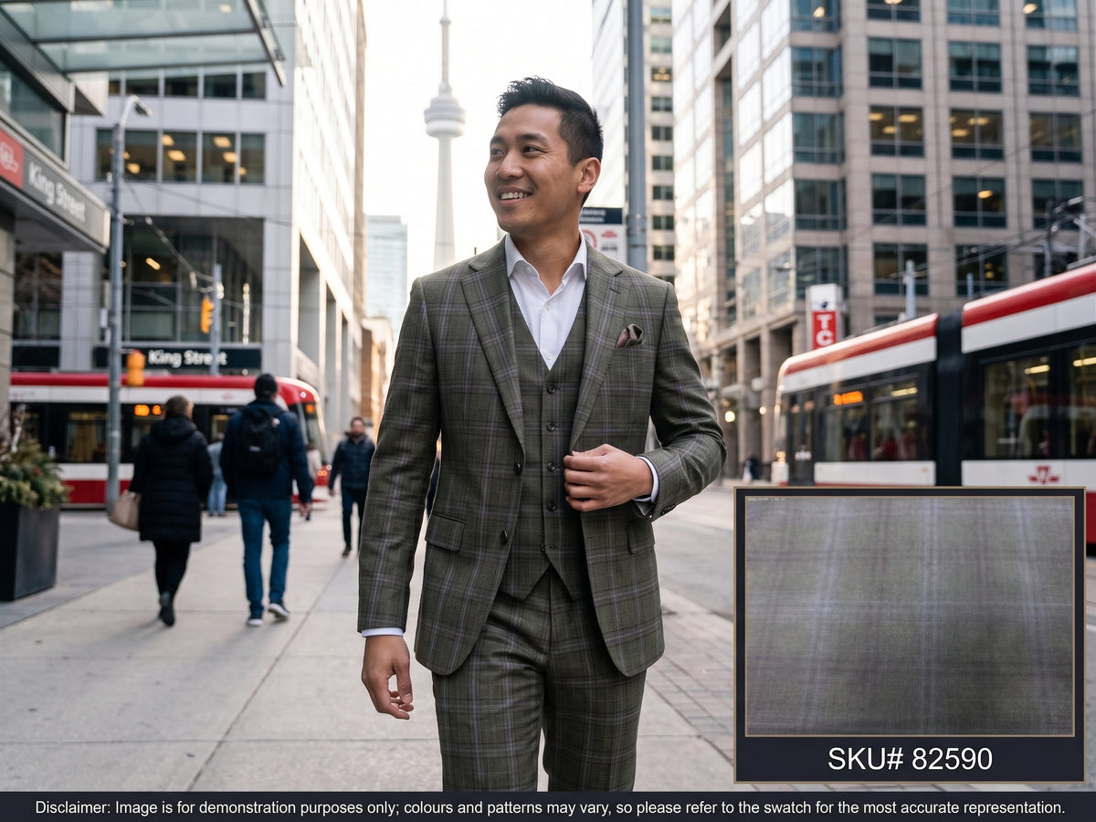 Multicolour Check Worsted Wool Suiting