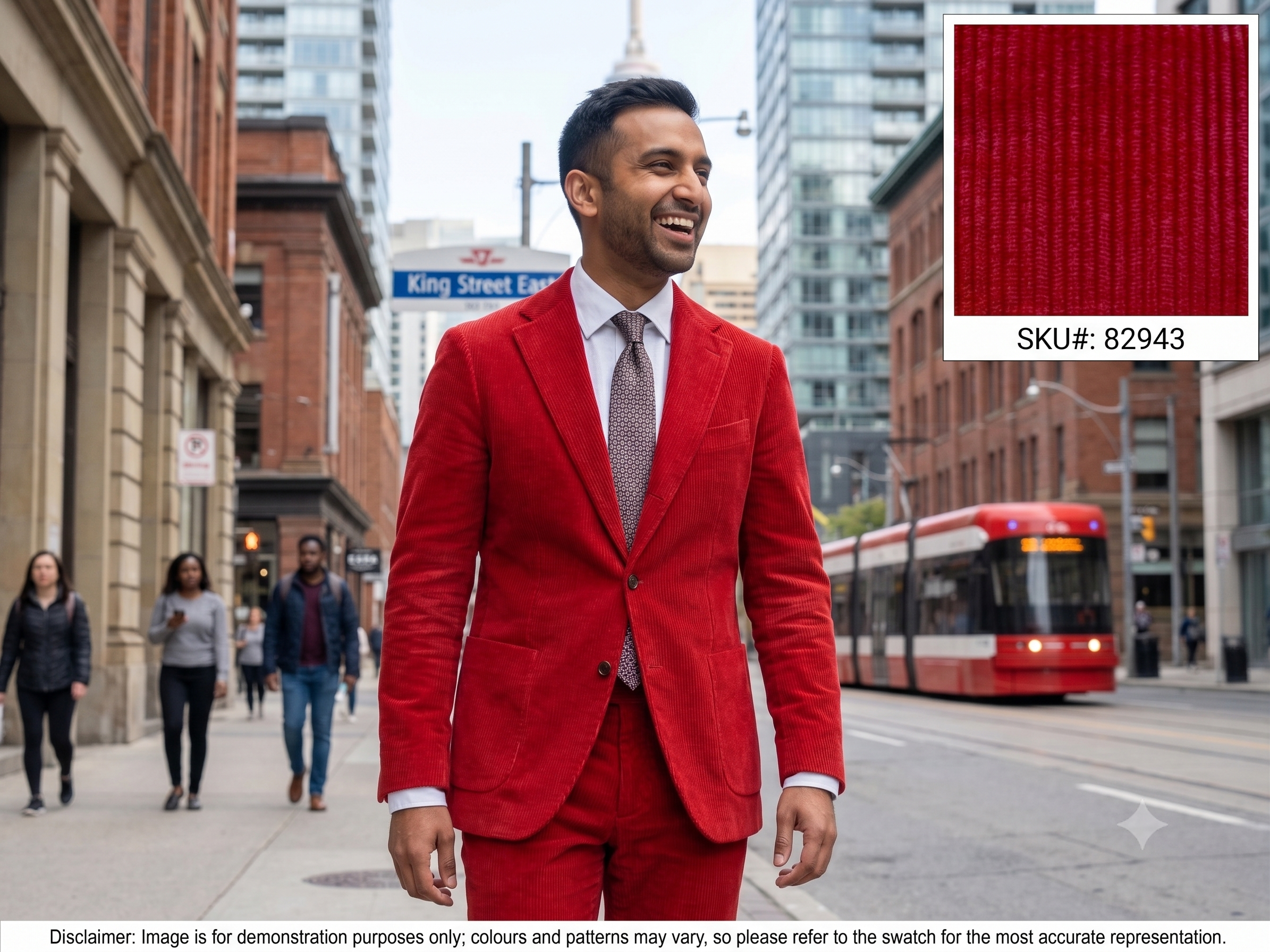 Red Corduroy Cotton Cashmere Blazer Suiting
