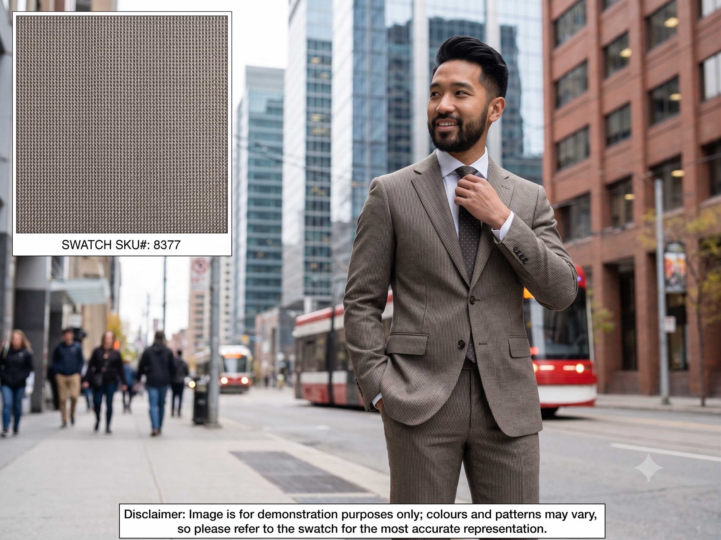 Neutral Hairline Stripe Worsted Wool Suiting