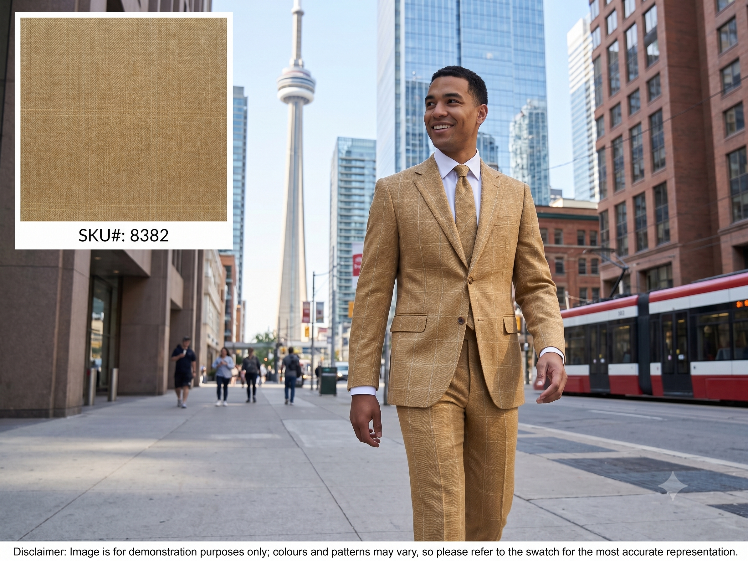 Neutral Check Wool-Cashmere-Silk Suiting