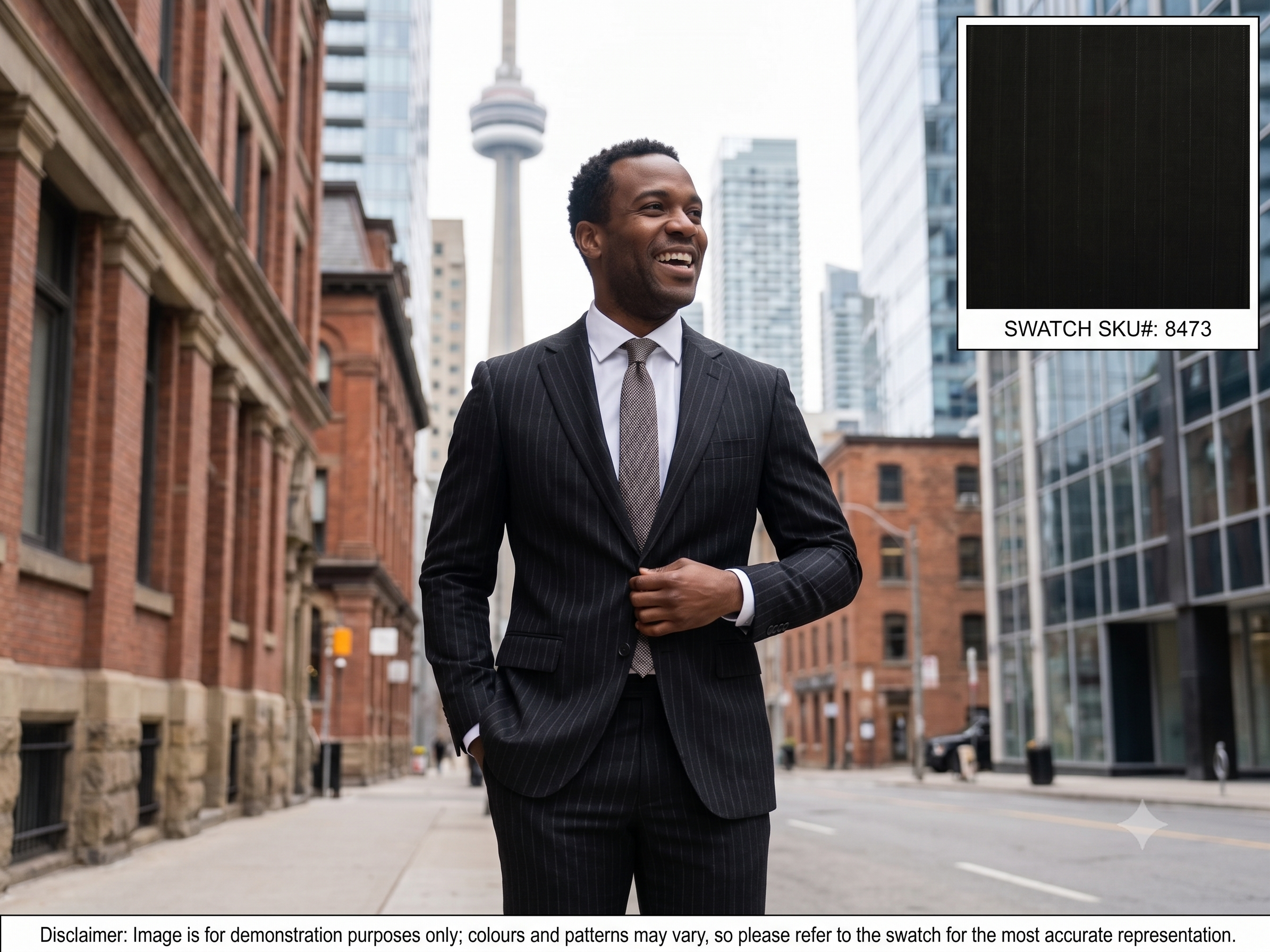 Grey & Black Stripe Wool Suiting