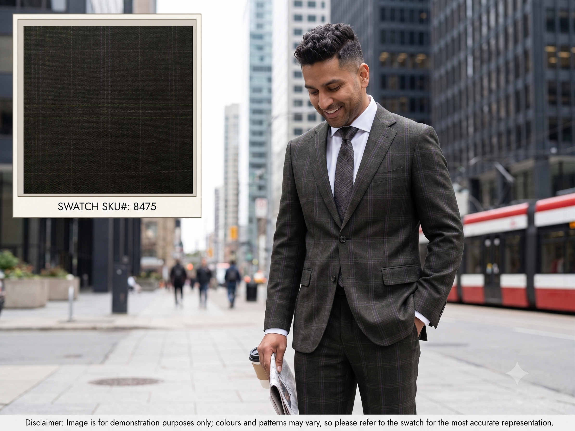 Grey & Green Check Worsted Wool Suiting