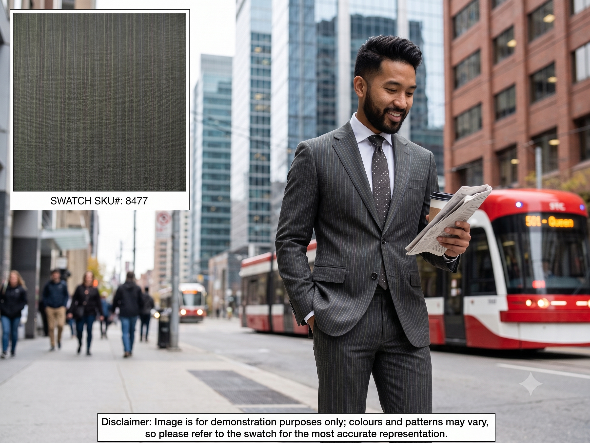 Grey & Purple Stripe Wool Suiting