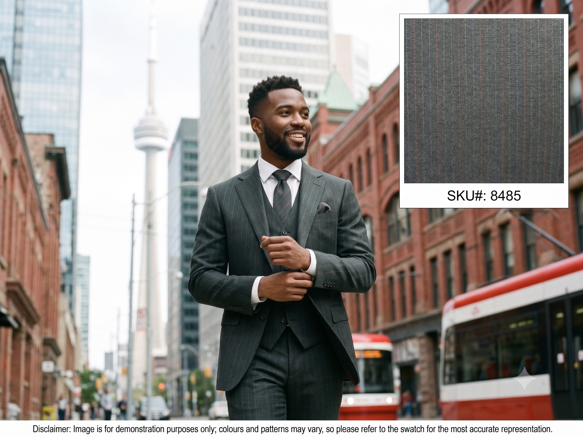 Blue & Green Stripe Wool Suiting