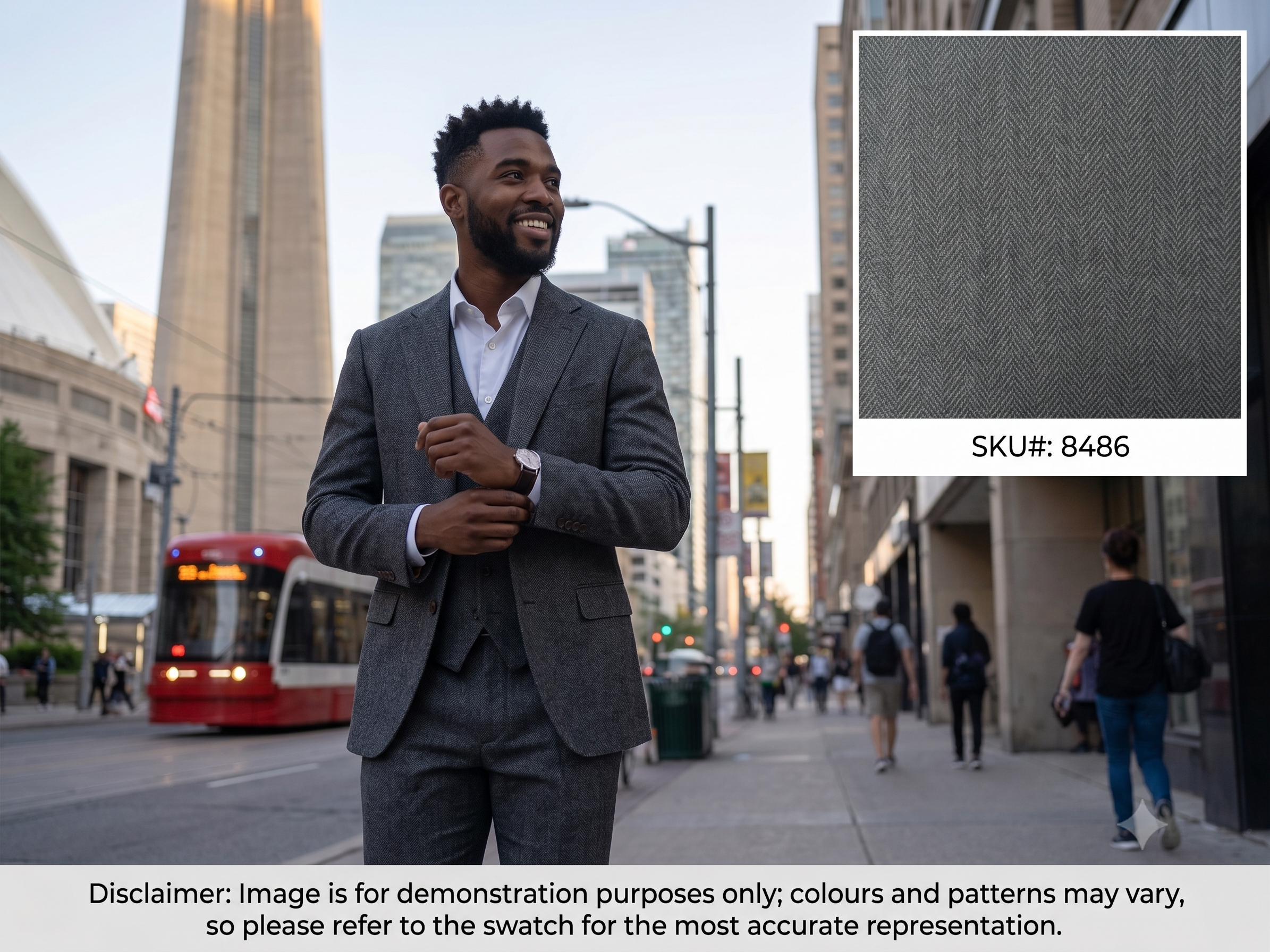 Olive Green Tone on Tone Worsted Wool Suiting