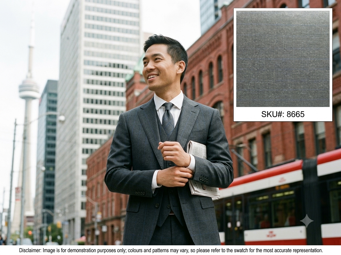 Blue & Grey Glen Check Wool Suiting