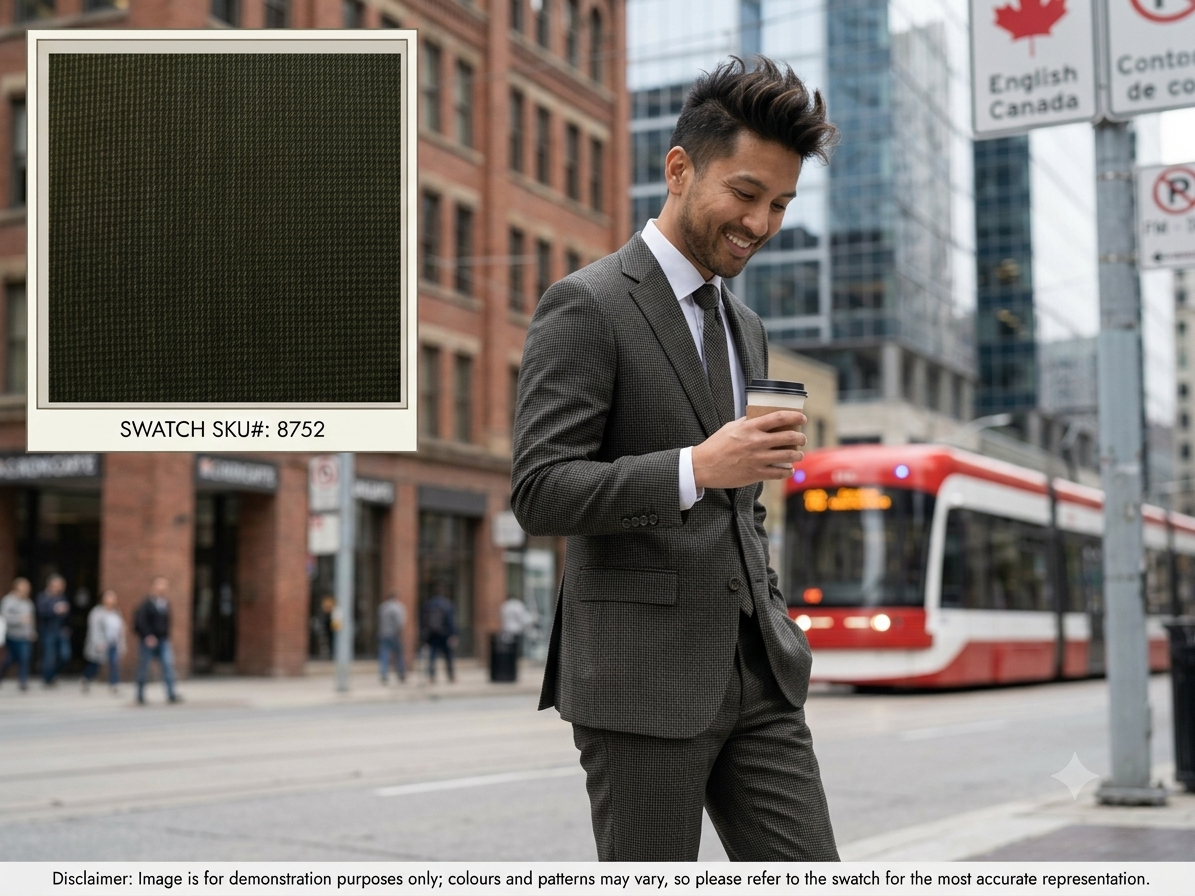 Grey & Black Micro Check Worsted Wool Suiting