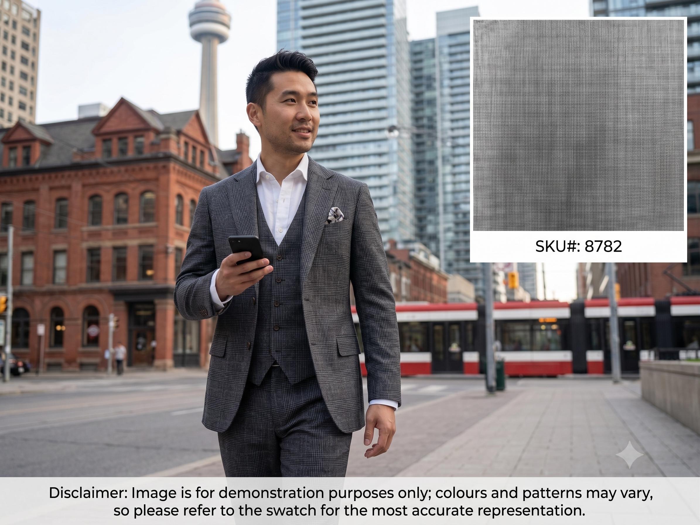 Grey Worsted Wool Suiting