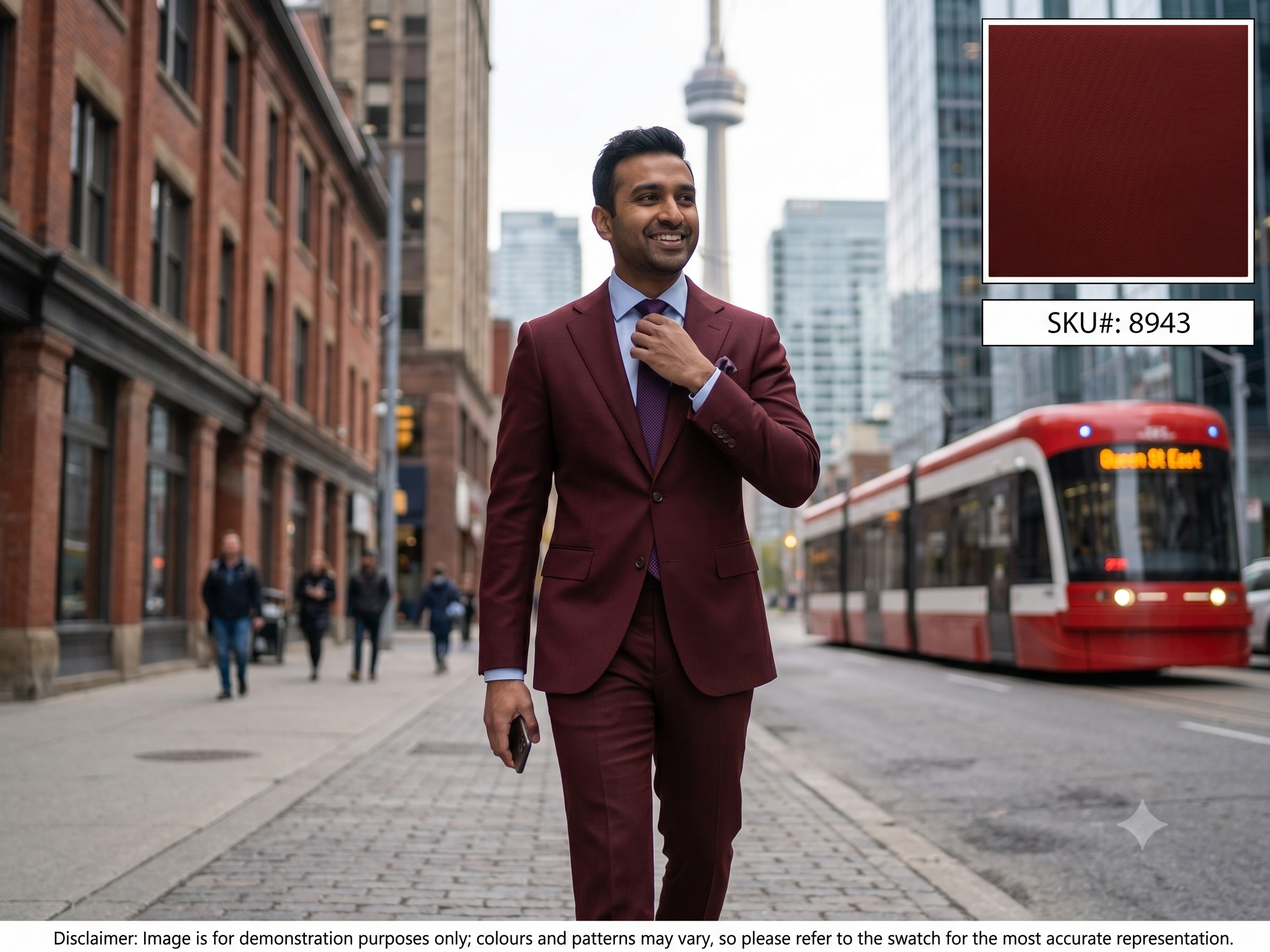 Red Worsted Wool Suiting