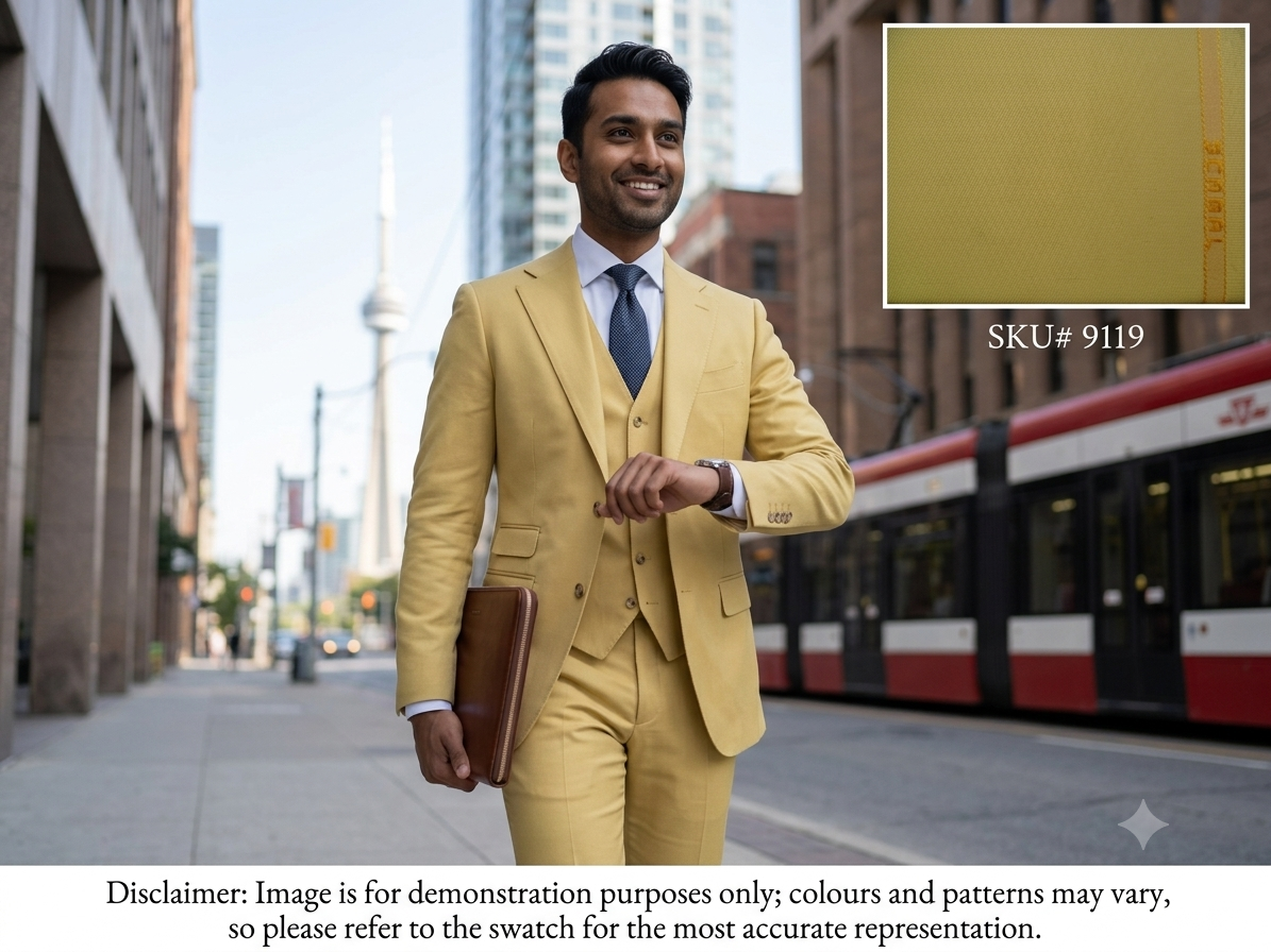 Yellow & Gold Worsted Wool Gabardine Suiting