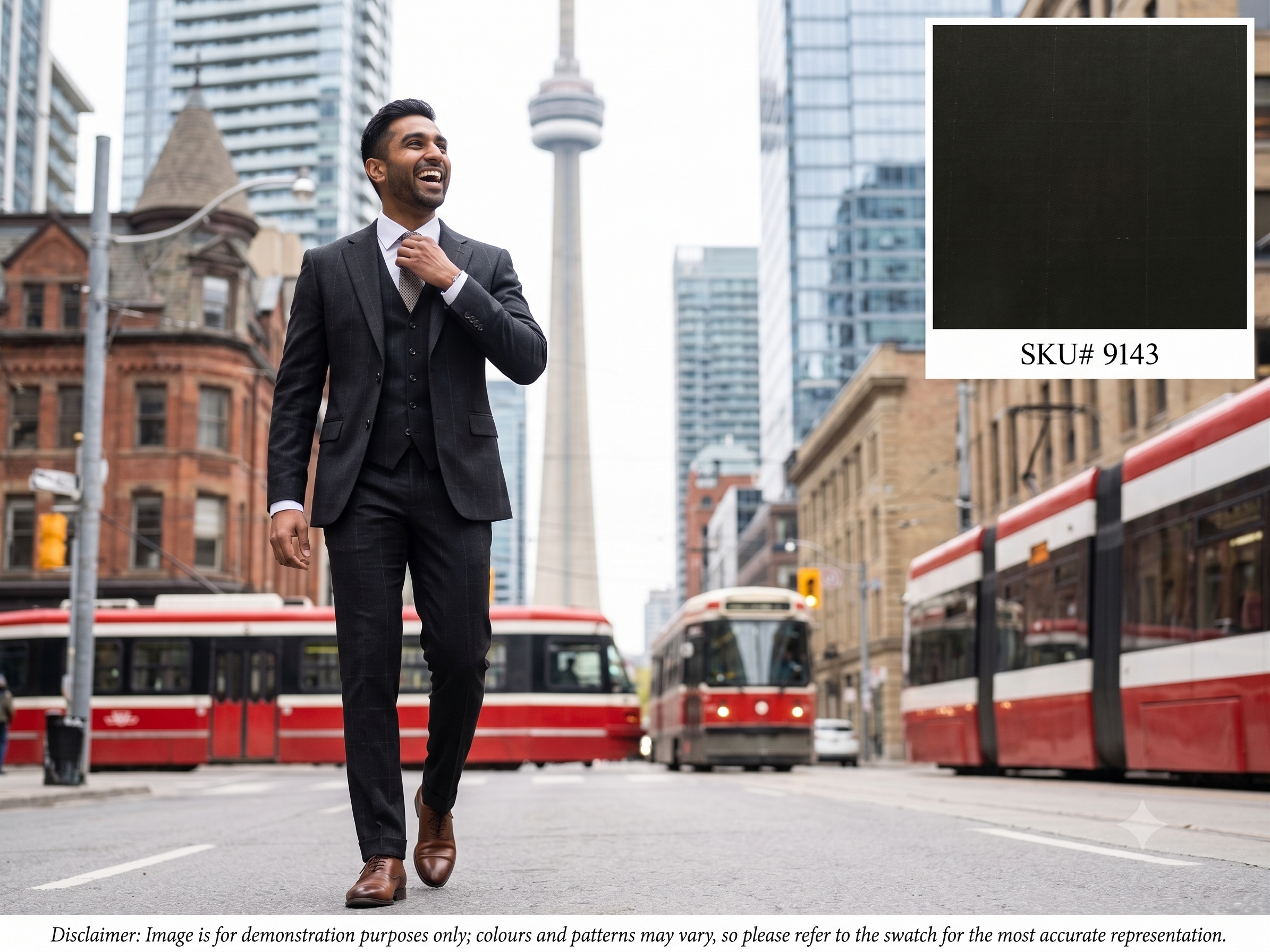 Black & White Chalk Stripe Wool Suiting