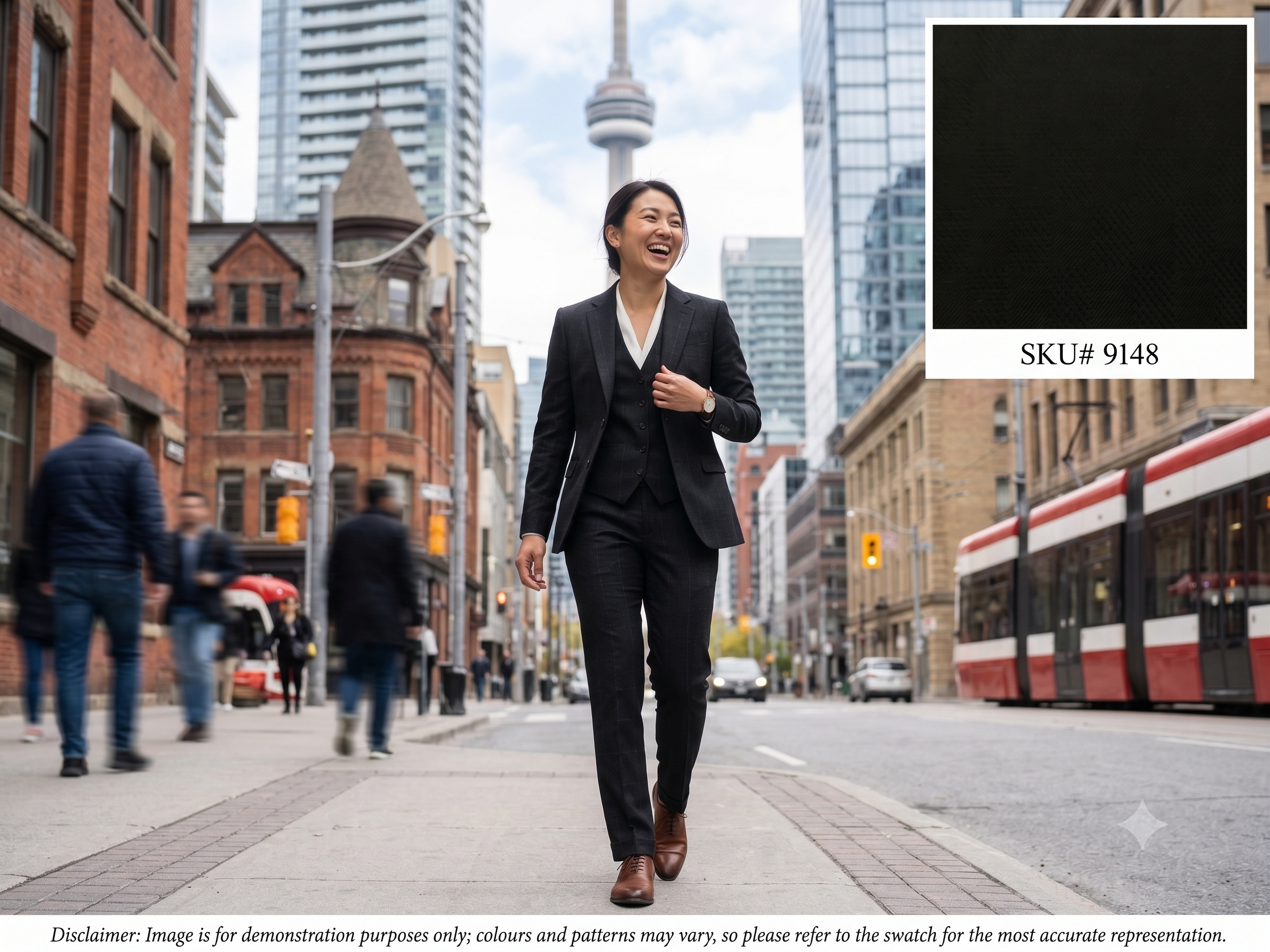 Black Check Silk-Wool Suiting