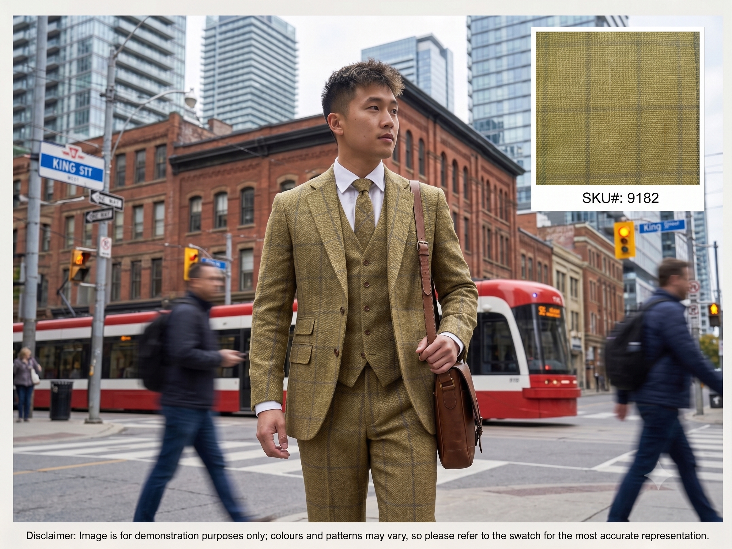 Oatmeal with a Grey Windowpane Linen Suiting
