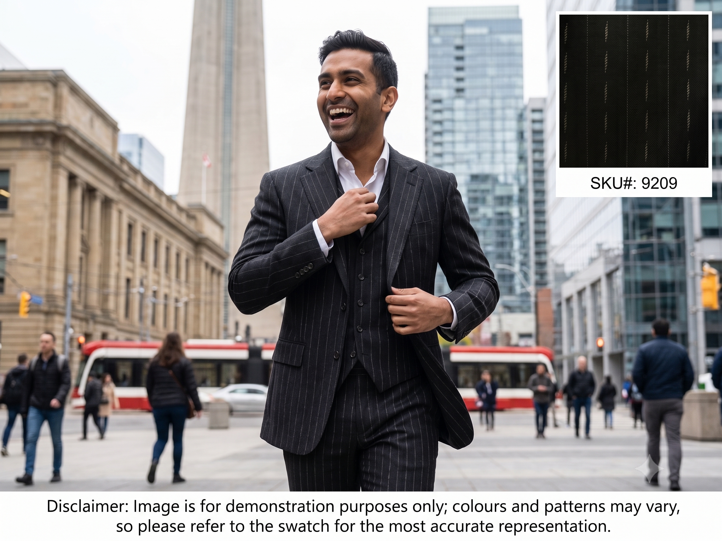 Black Chalk Stripe Wool Suiting