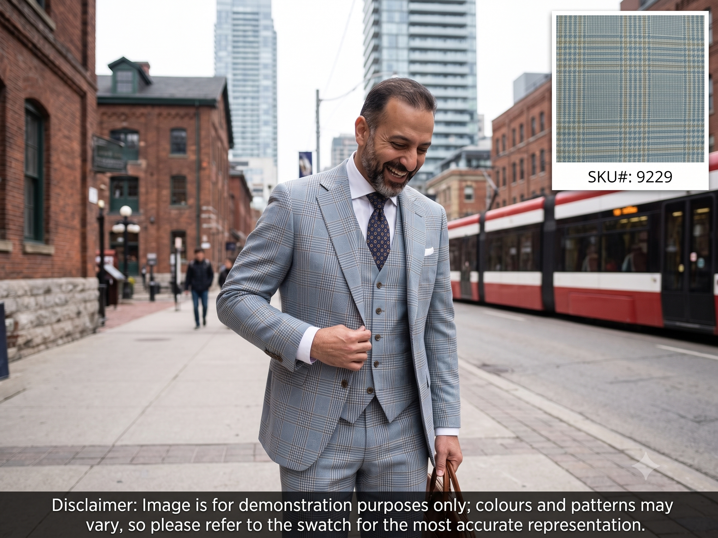 Blue & Yellow Glen Check Wool Suiting