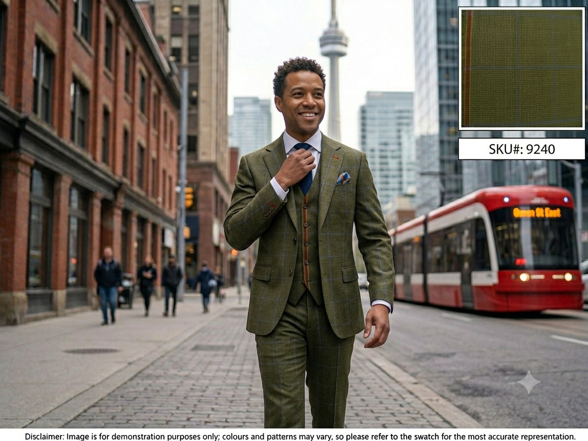 Blue & Green Check Wool Suiting