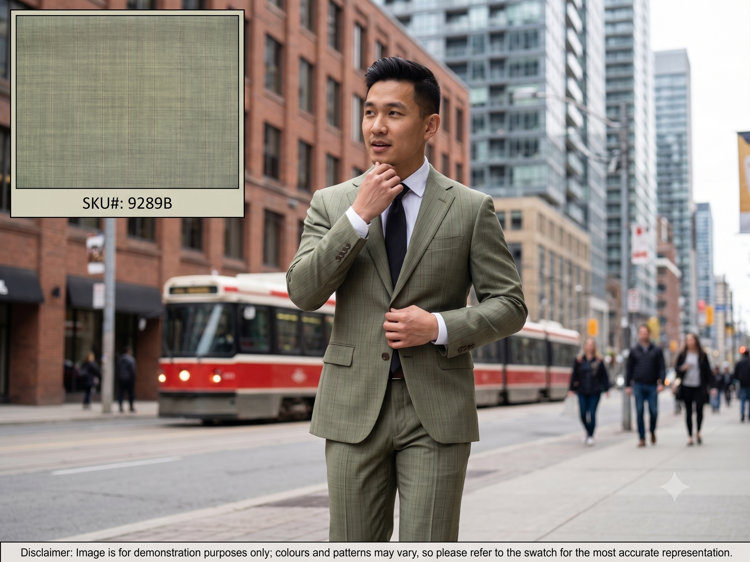 Grey & Red Stripe High Twist Wool Suiting