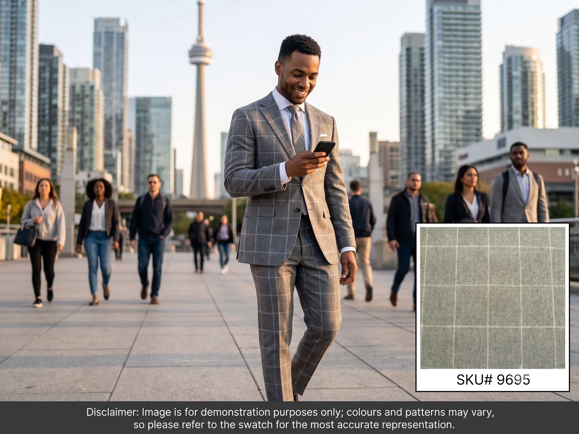 Grey White Check Wool Blazer Suiting