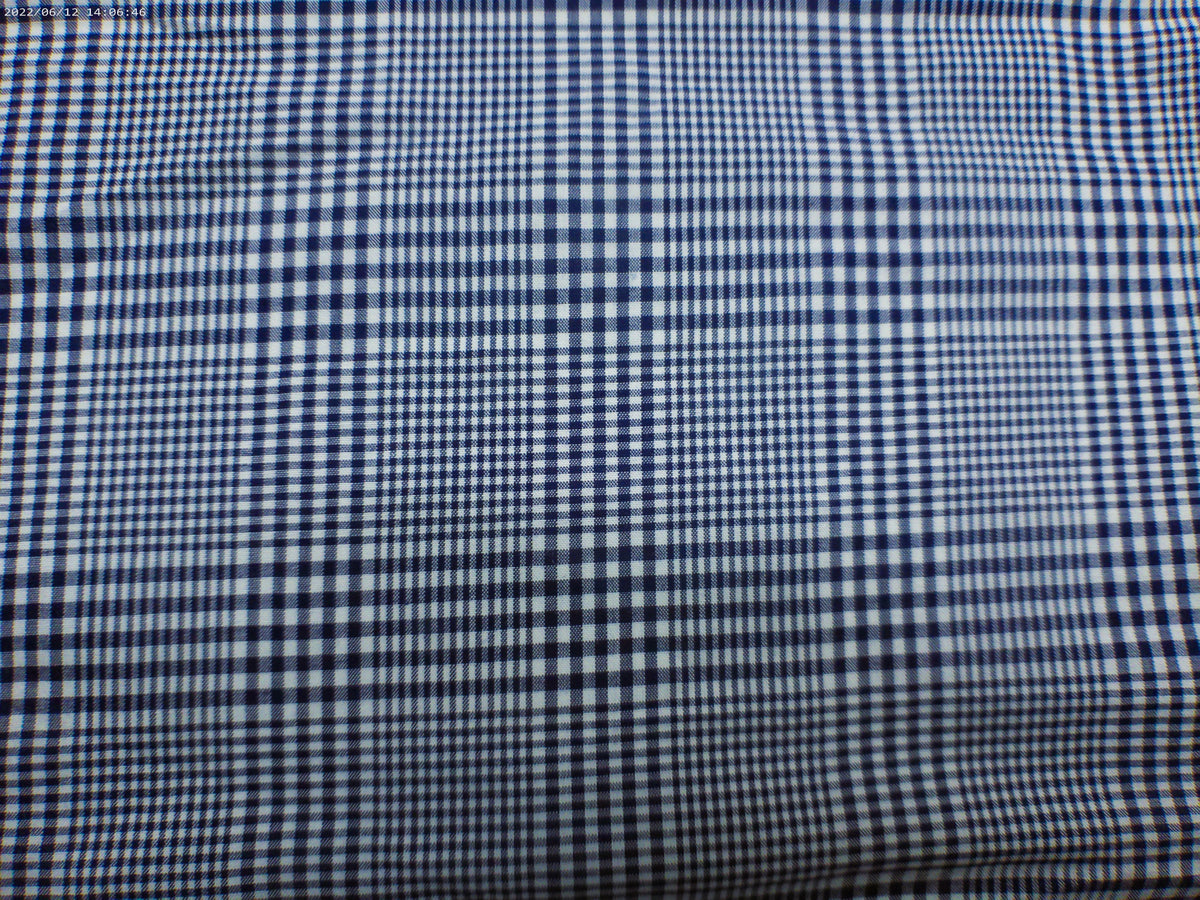 Blue And White Miniature Gingham Plaid Shirting Fabric