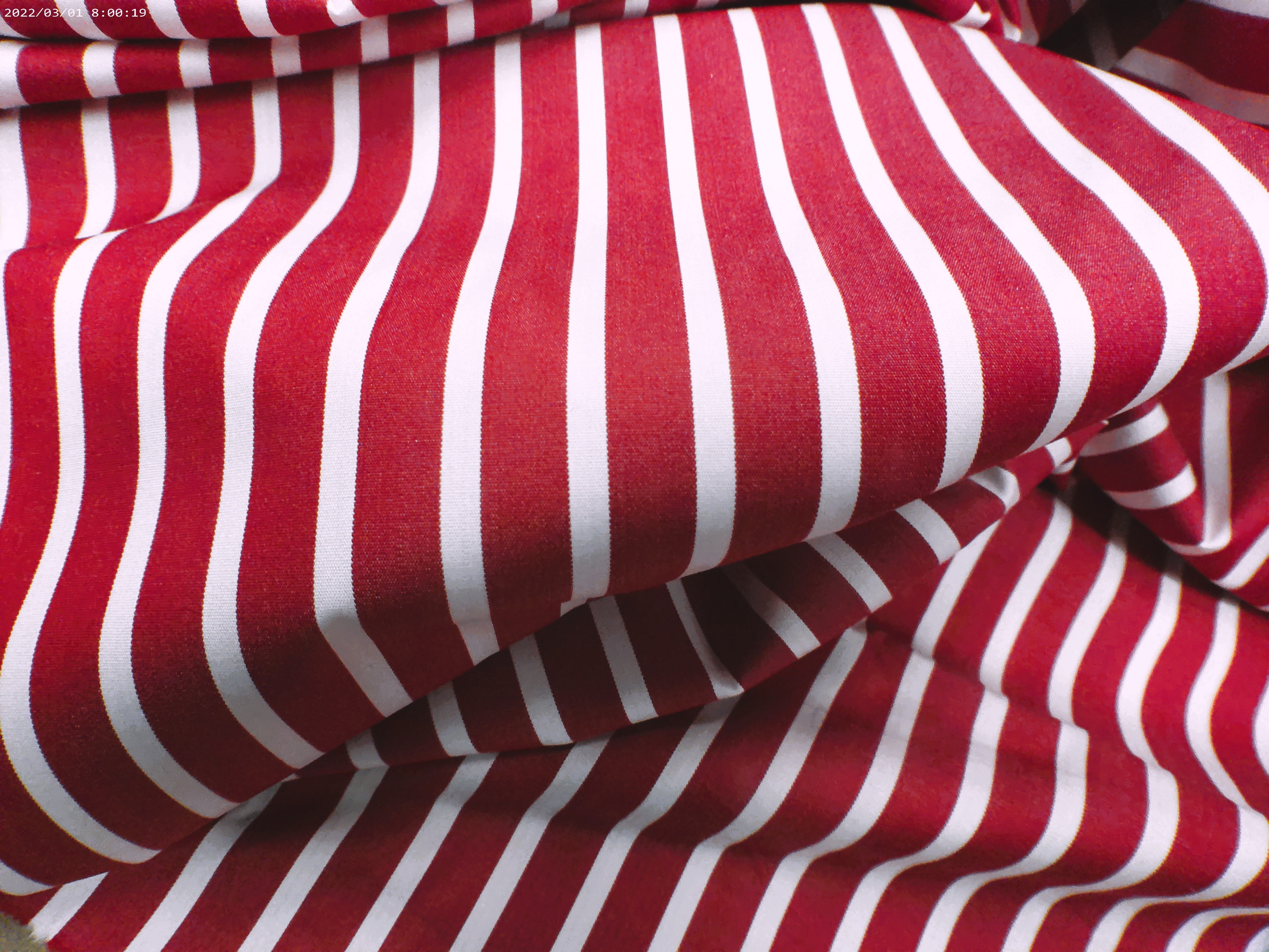 Apple Red White Stripe Cotton Shirting