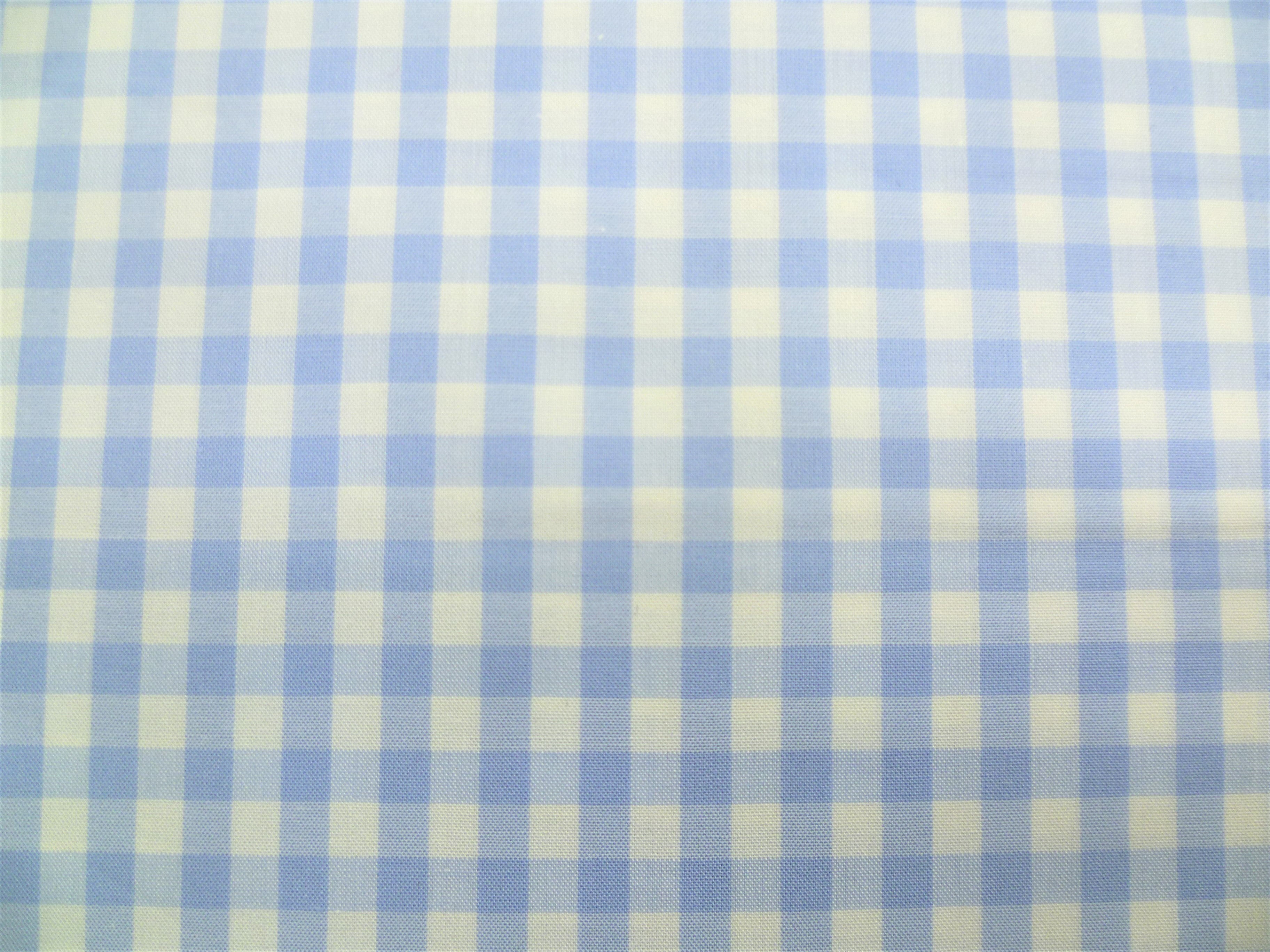 Baby Blue White Check Cotton Dresses Shirting