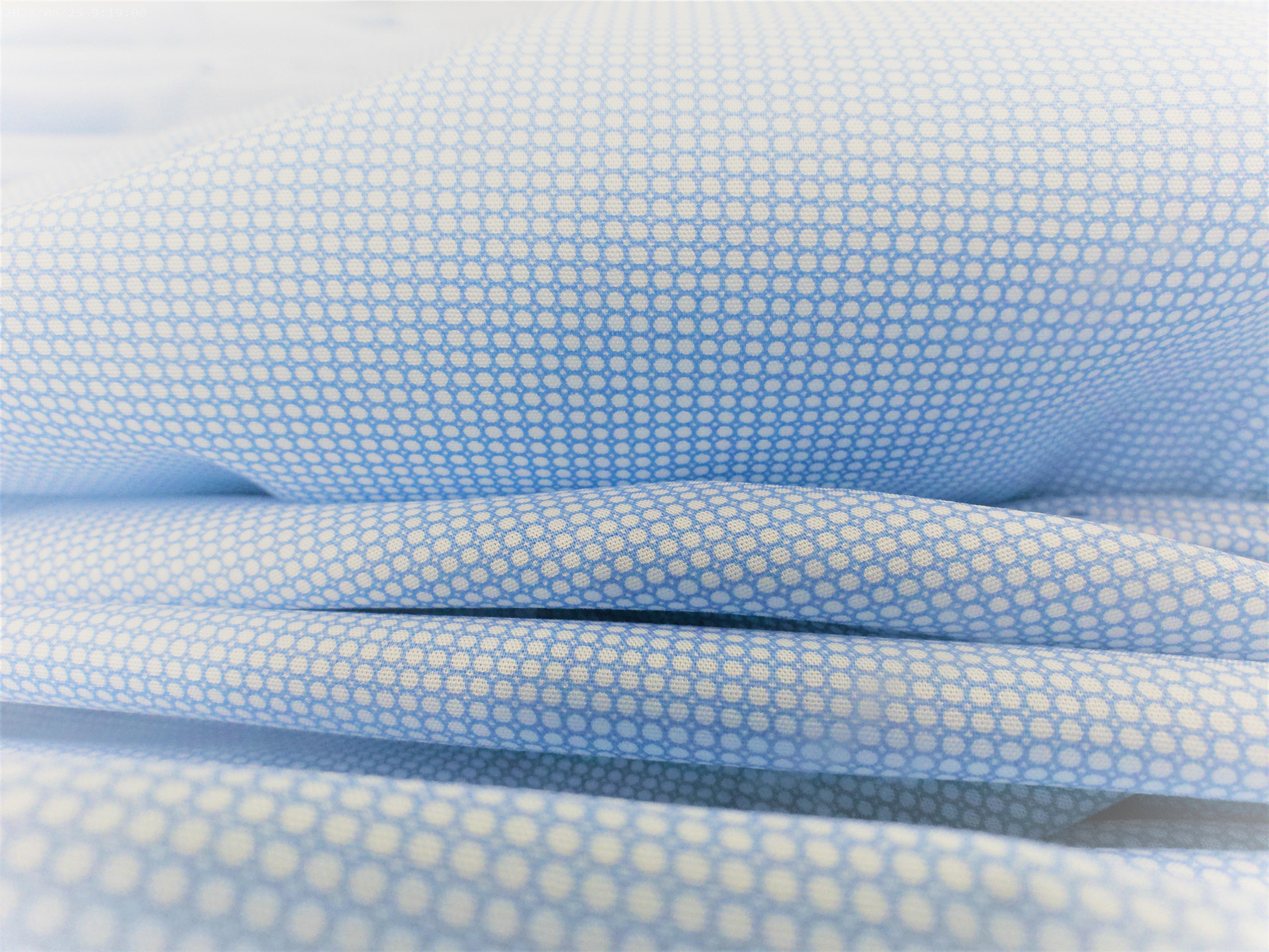 Baby Blue White Pin Dot Cotton Shirting