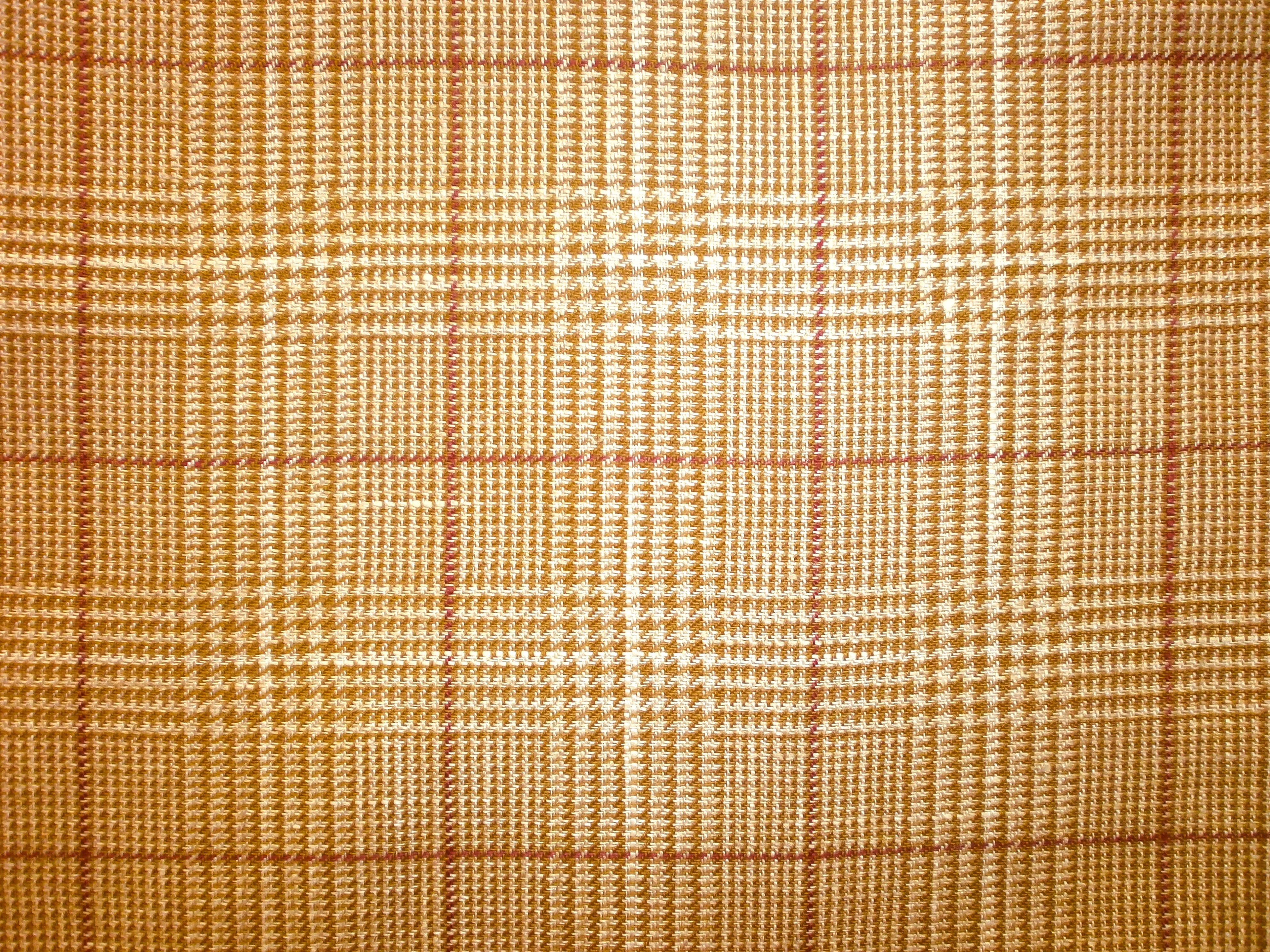 Beige Red Check Silk Linen Suiting