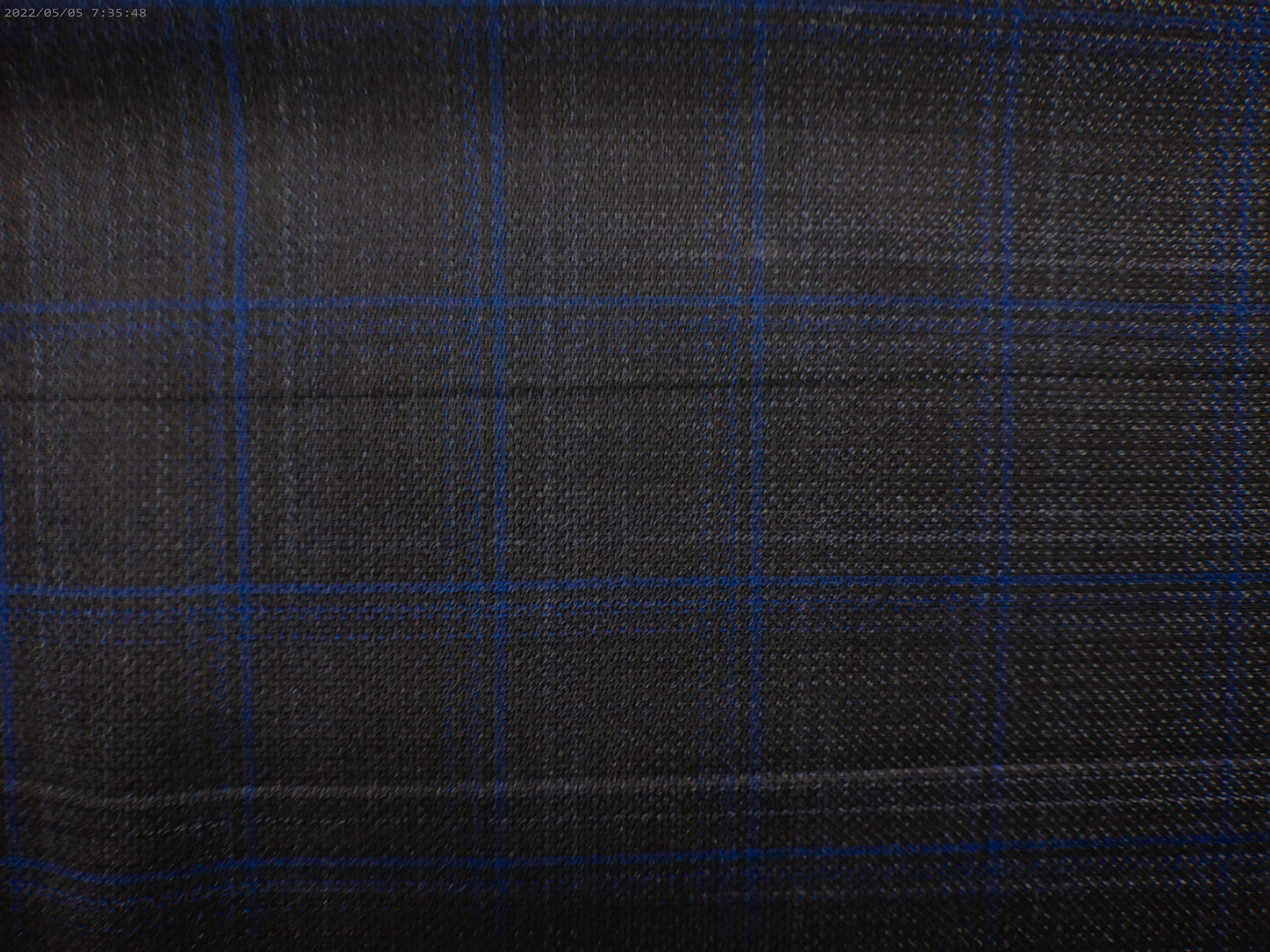 Black Blue Check Silk Wool Suiting