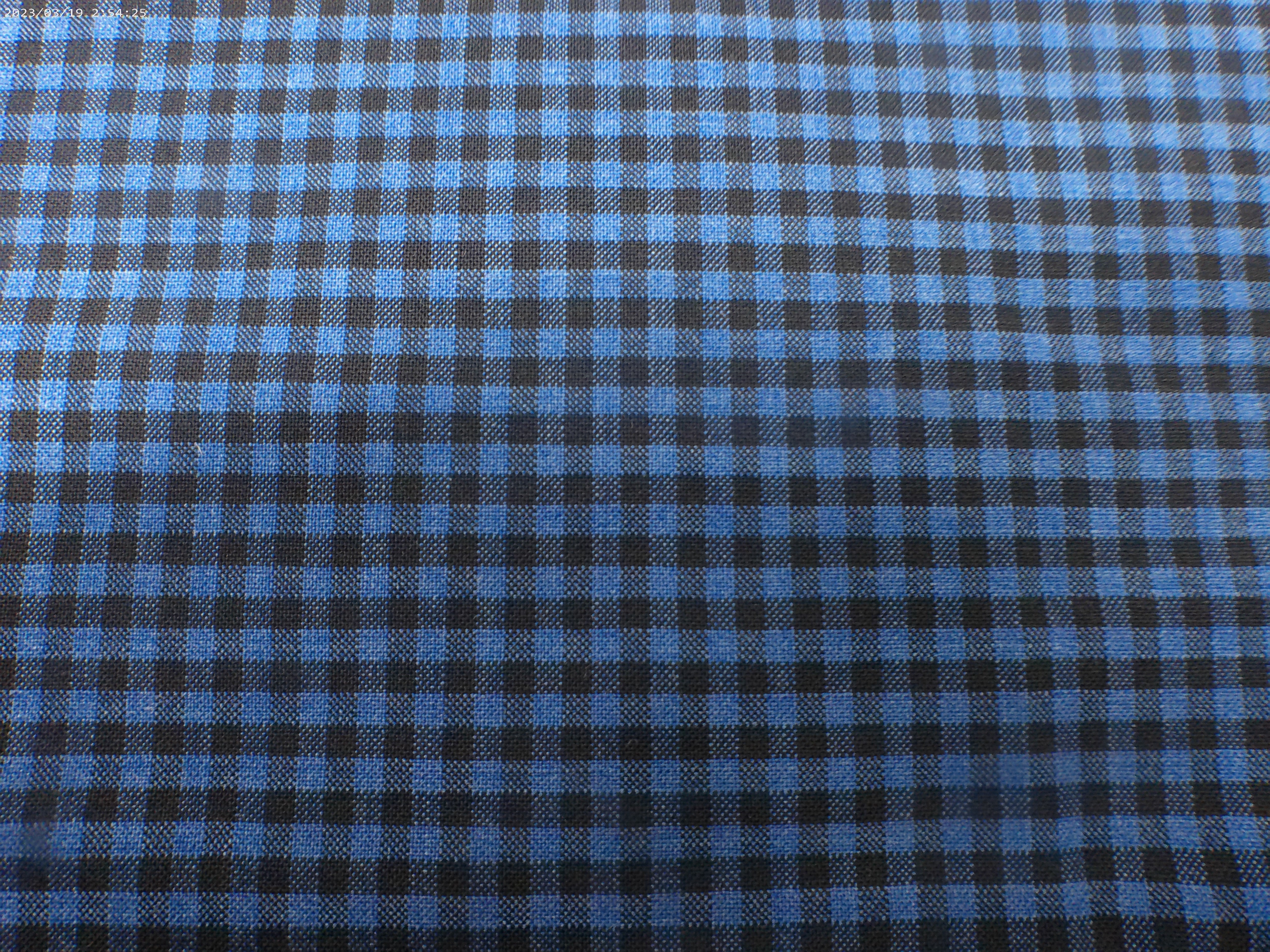 Black Blue Micro Check Wool Suiting