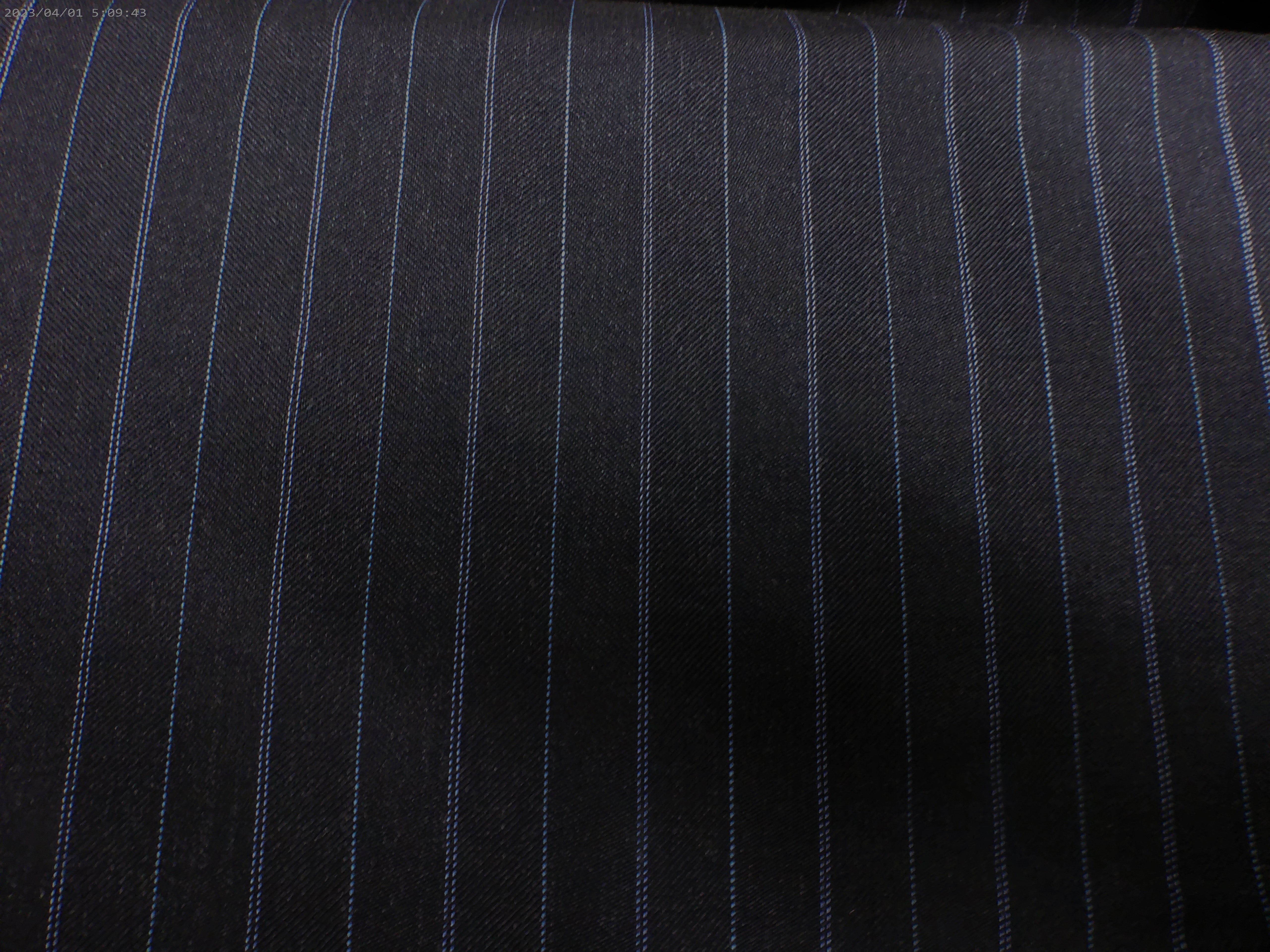 Black Blue Stripe Worsted Wool Suiting