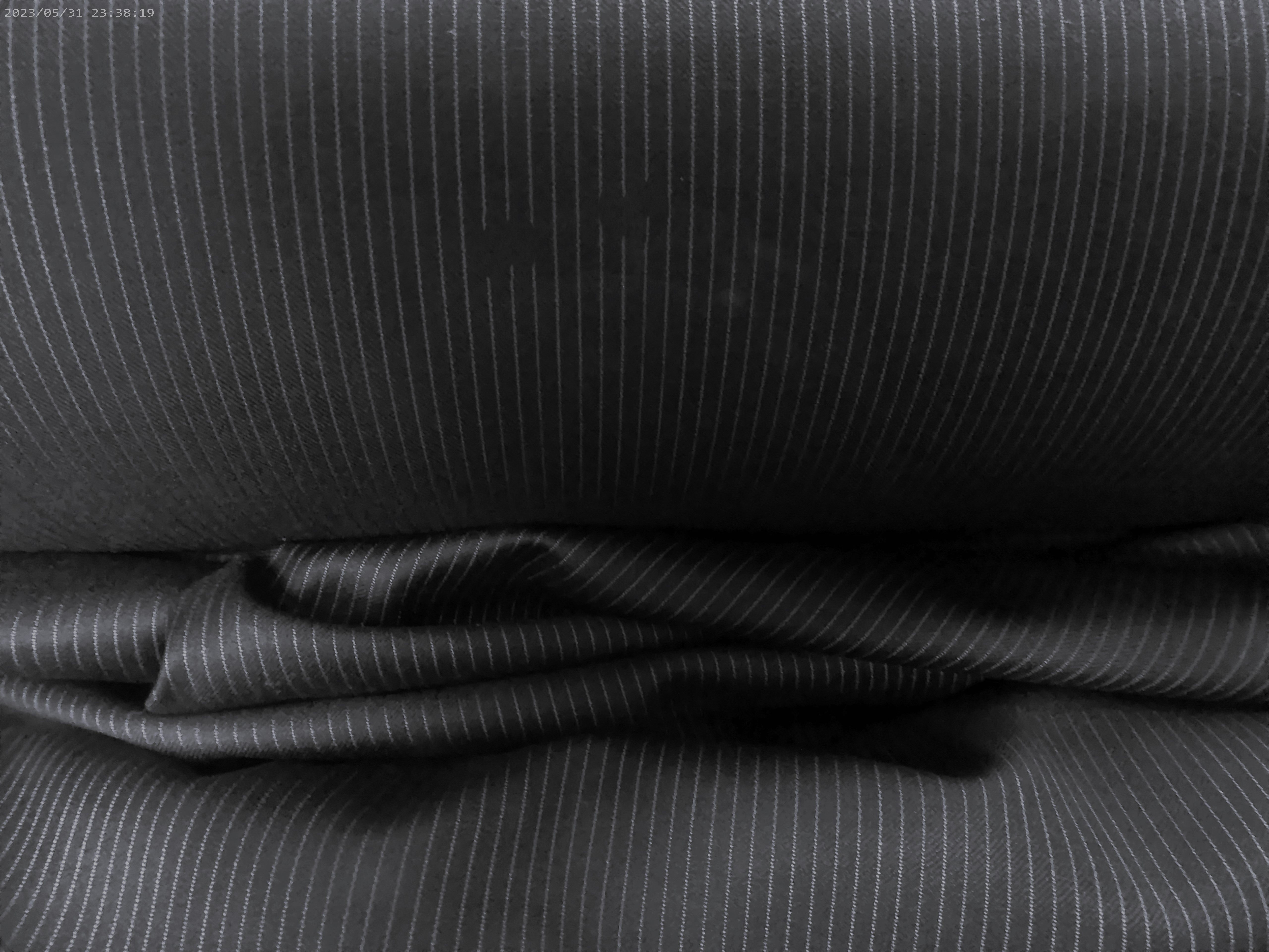 Black White Fine Stripe Wool Suiting